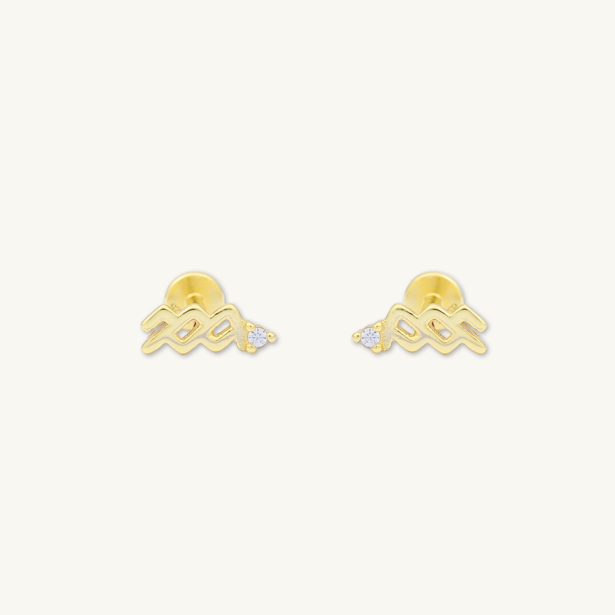 Aquarius Zodiac Star Sign Flat Back Earrings - Camile & Stone