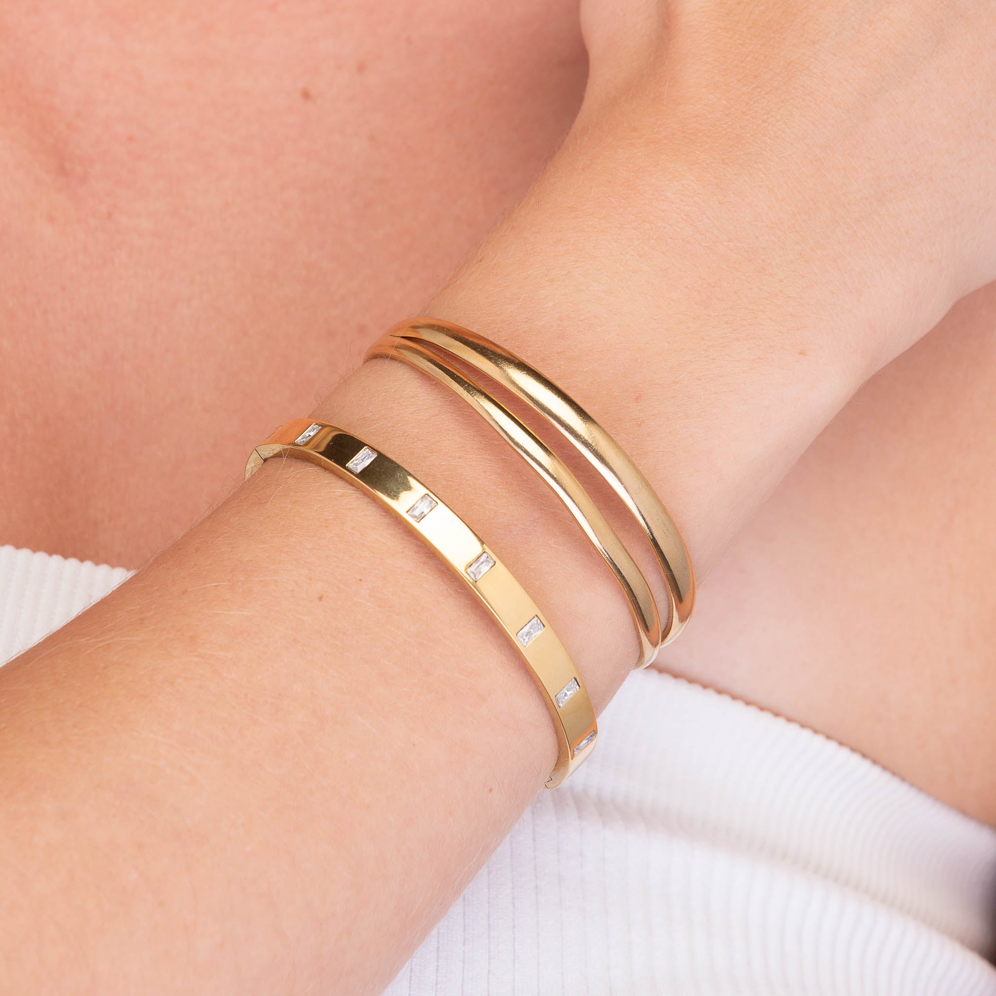 Baguette Hinged Bangle Bracelet - Camile & Stone