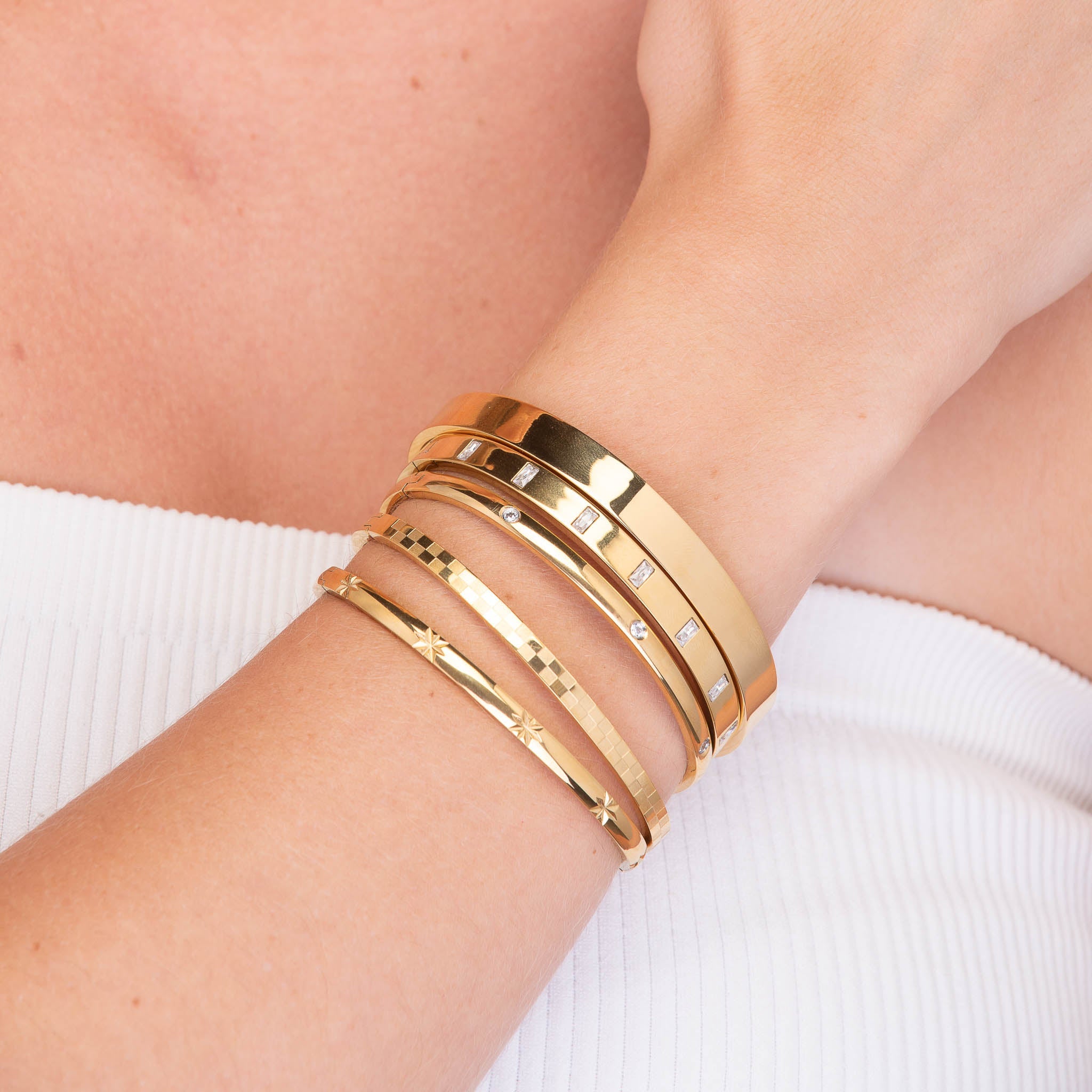 Baguette Hinged Bangle Bracelet - Camile & Stone