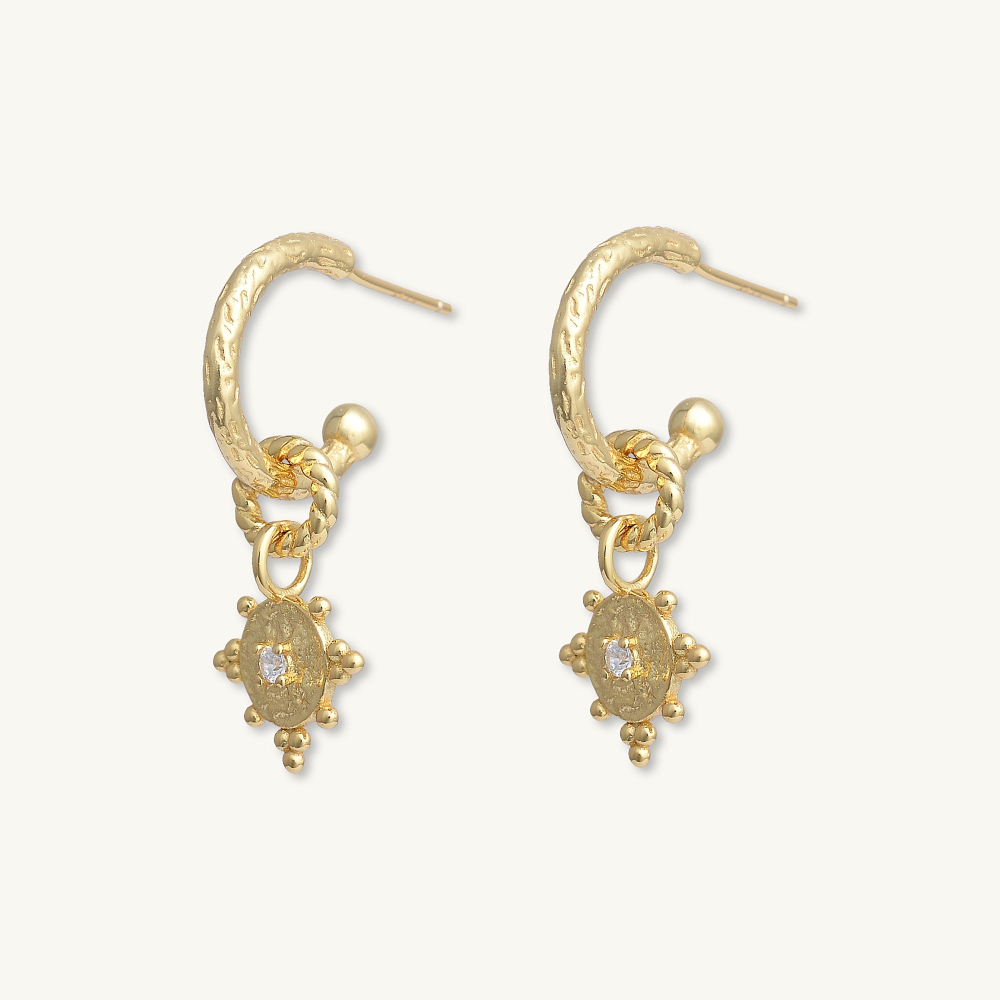 Boho Sapphire Dangle Molten Huggie Earrings - Camile & Stone