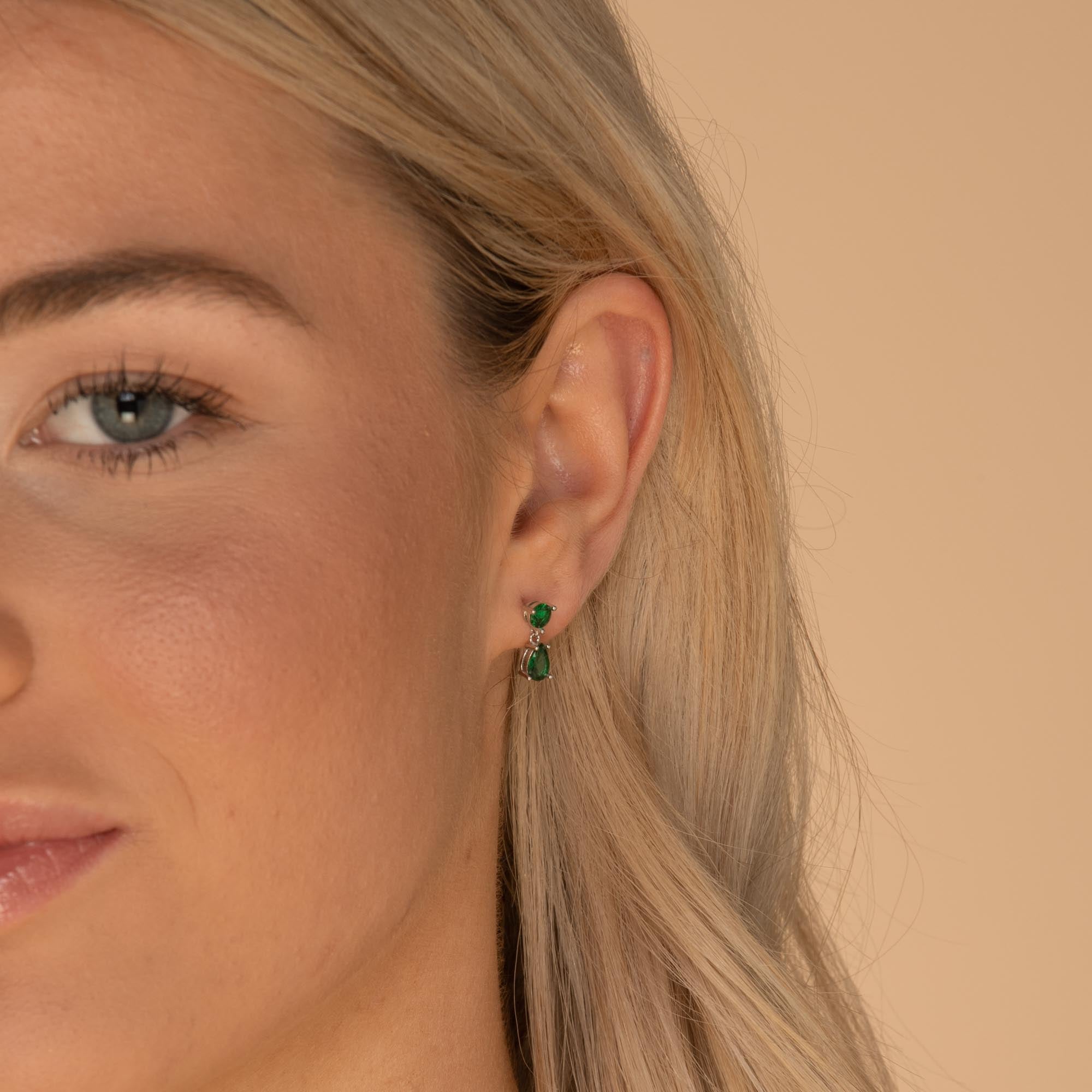 Emerald Teardrop Sapphire Earrings