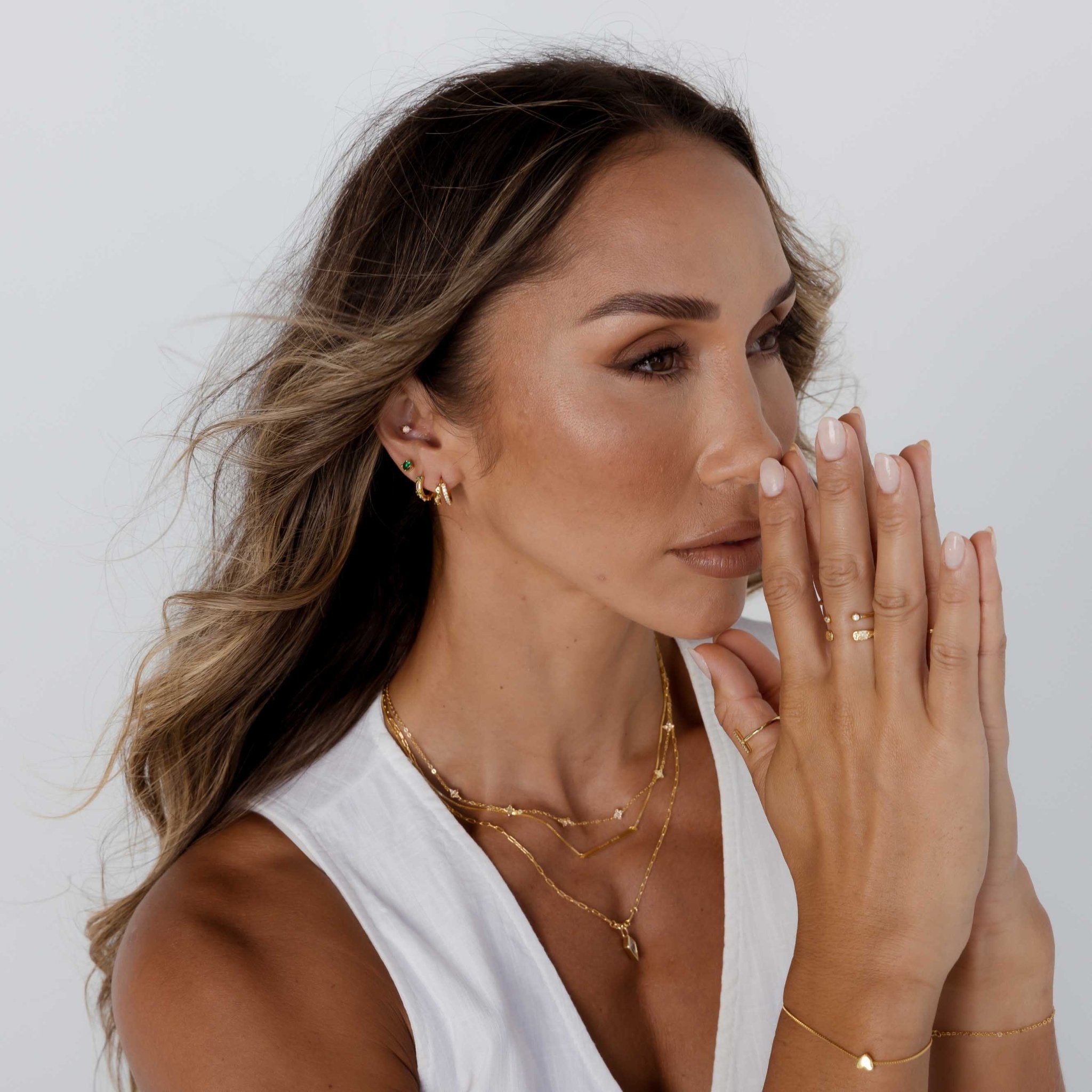 Circle Sapphire Open Stacker Ring - Camile & Stone