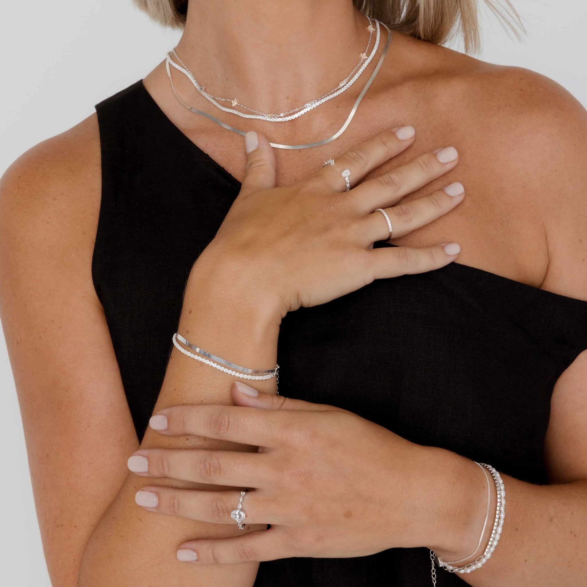 Classic Herringbone Snake Chain Bracelet - Camile & Stone