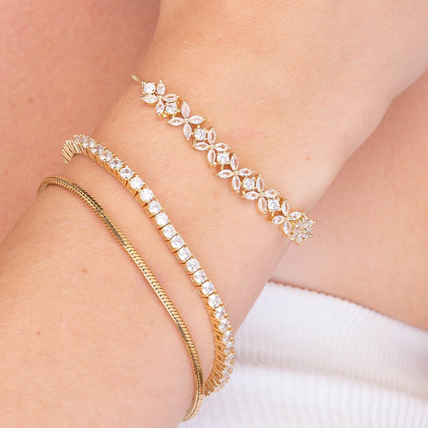 Clover Marquise Tennis Chain Bracelet - Camile & Stone