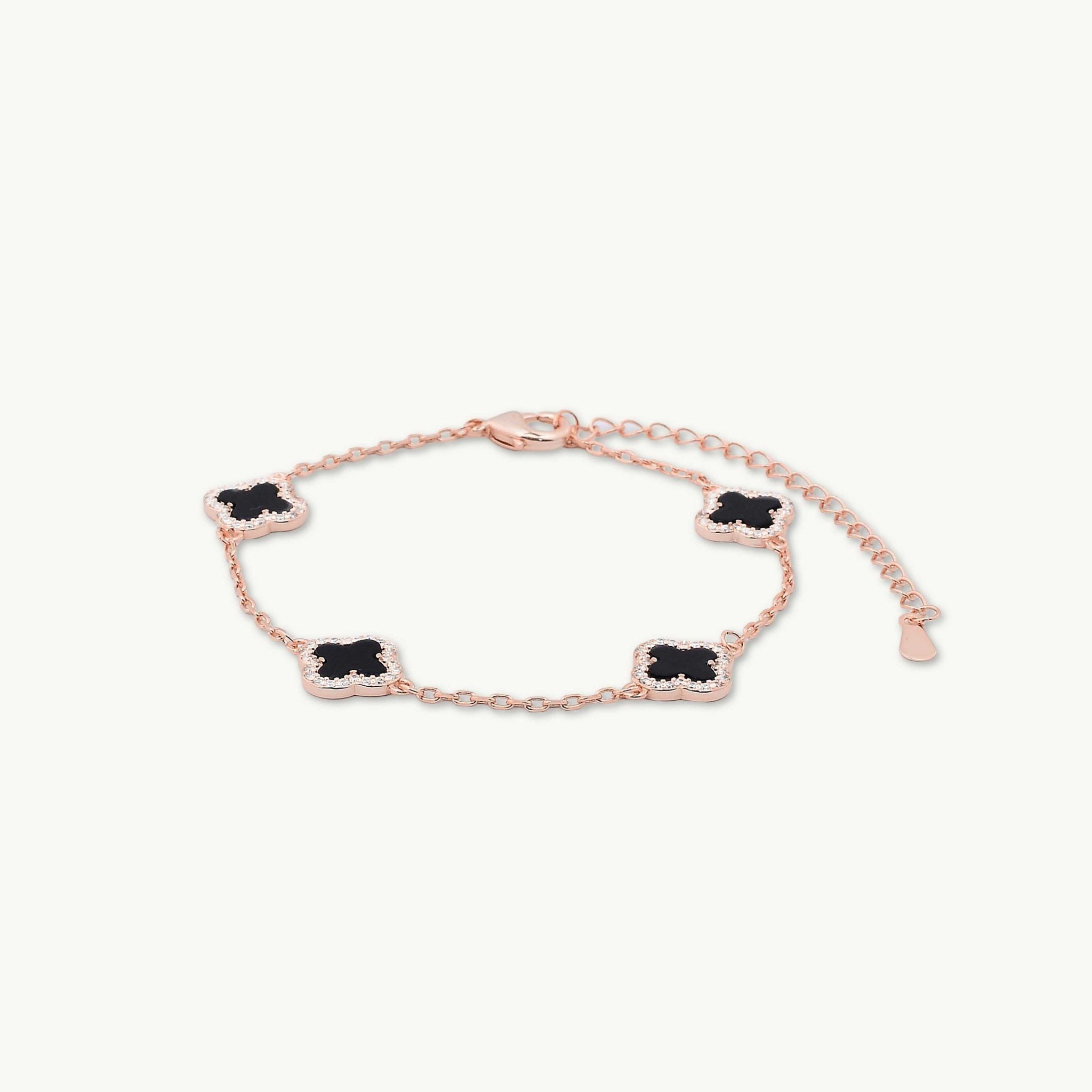 Clover Station Onyx Black Sapphire Bracelet - Camile & Stone