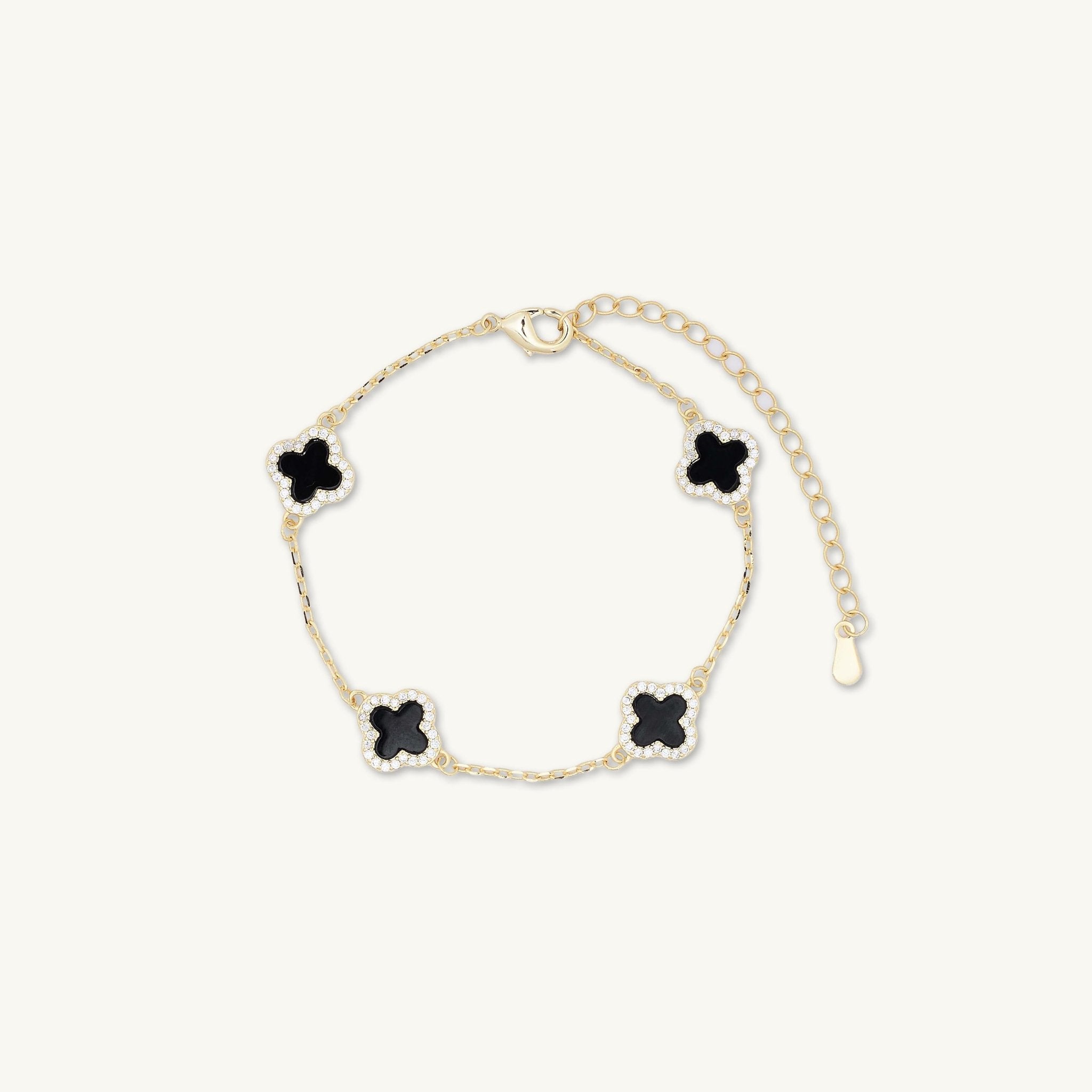 Clover Station Onyx Black Sapphire Bracelet - Camile & Stone