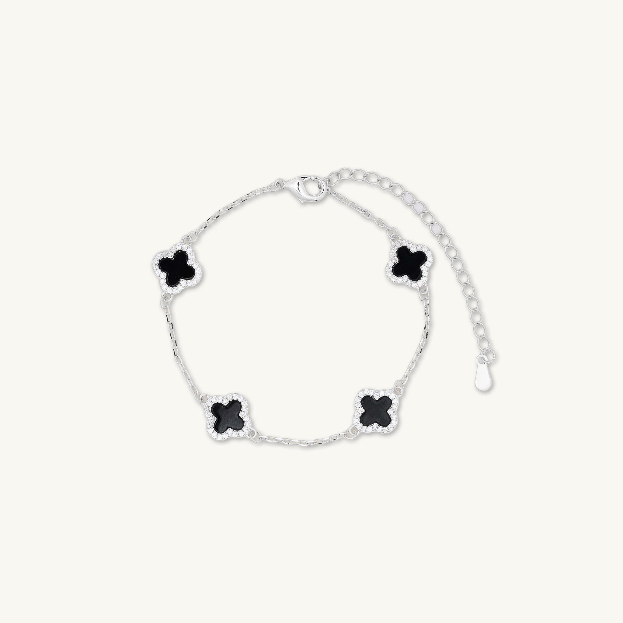 Clover Station Onyx Black Sapphire Bracelet - Camile & Stone