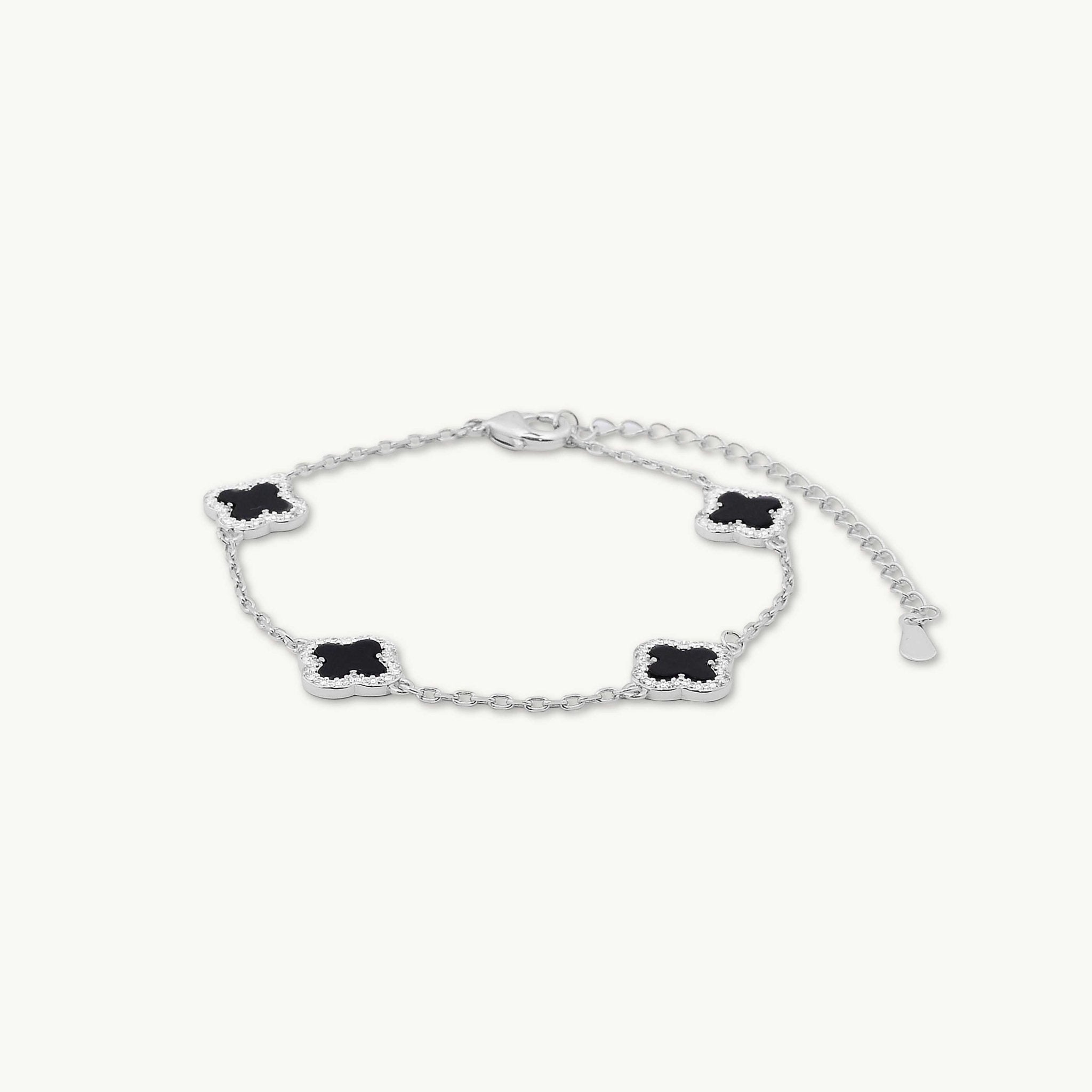 Clover Station Onyx Black Sapphire Bracelet - Camile & Stone