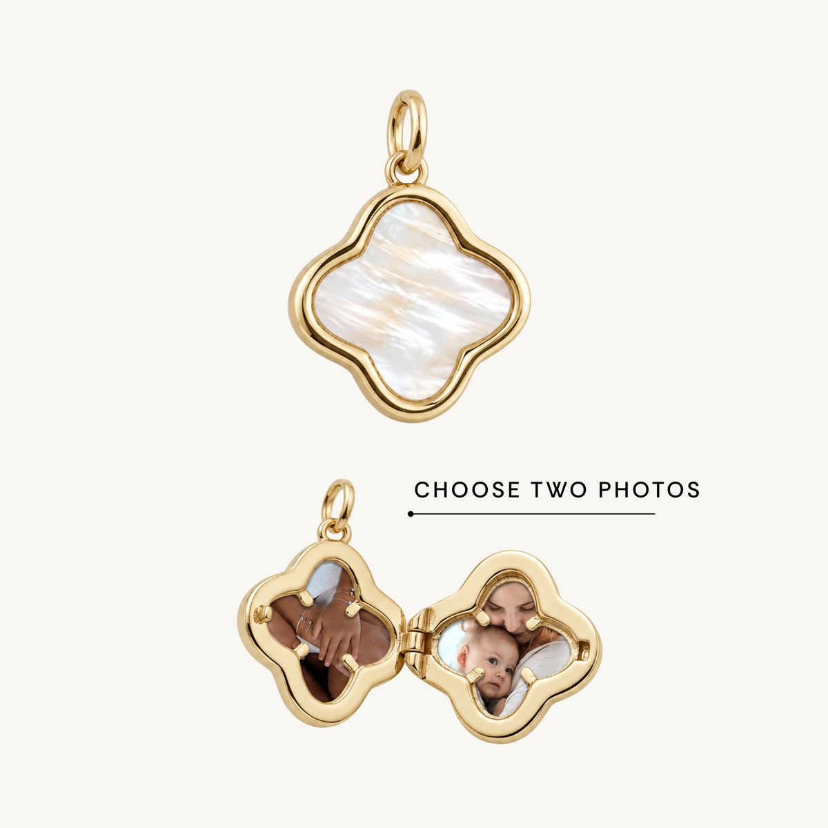 Clover MOP Photo Locket Pendant