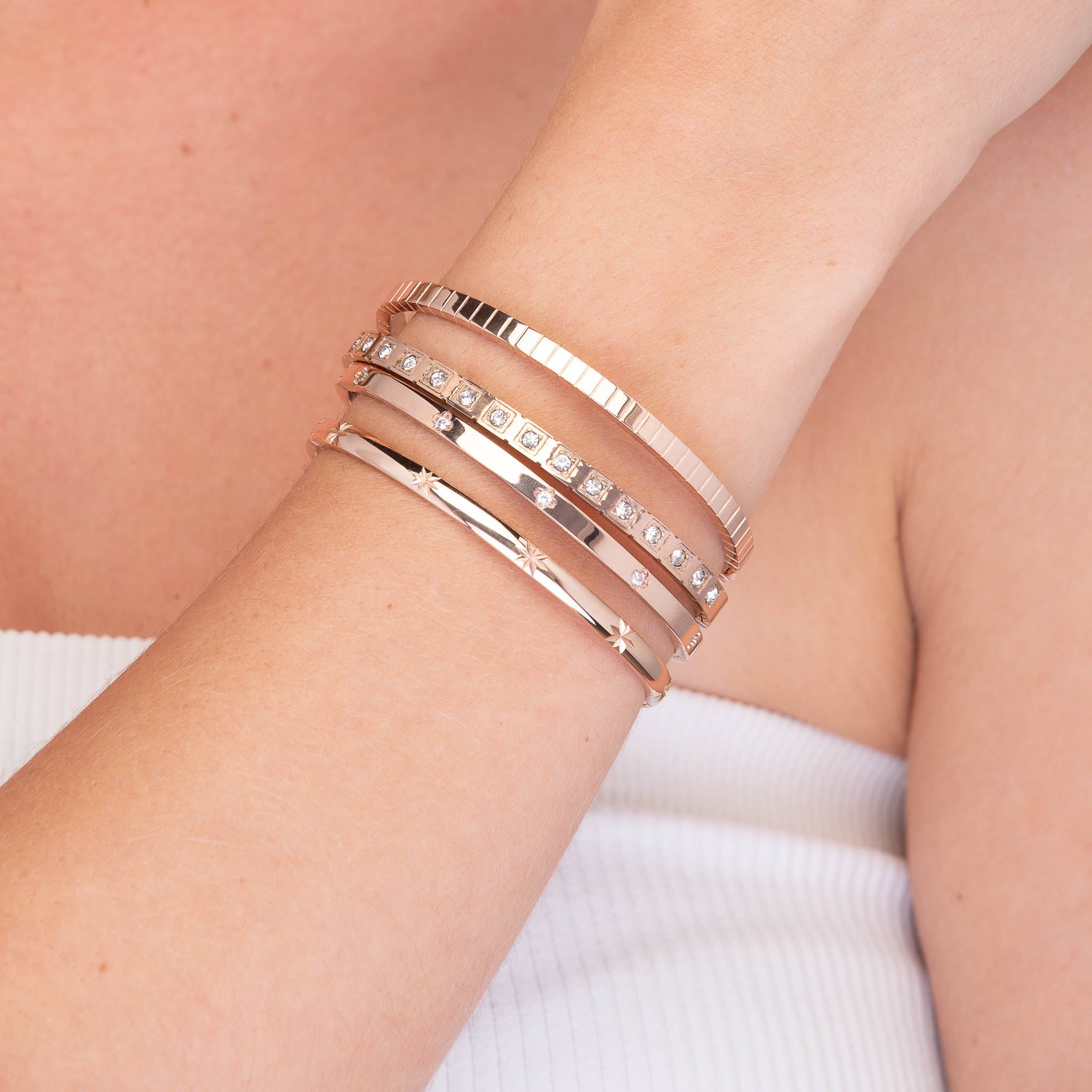 Cube Sapphire Hinged Bangle Bracelet - Camile & Stone