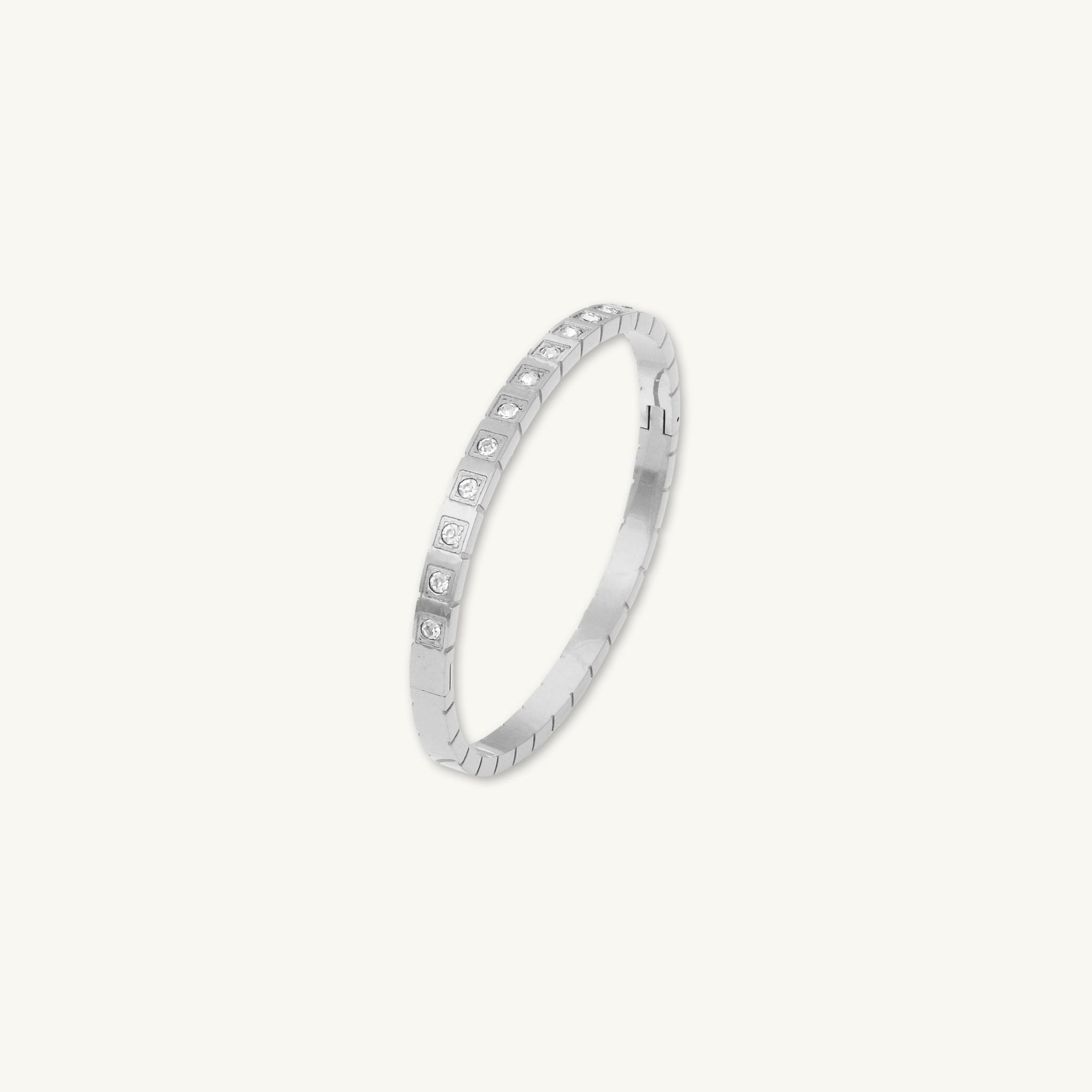 Cube Sapphire Hinged Bangle Bracelet - Camile & Stone