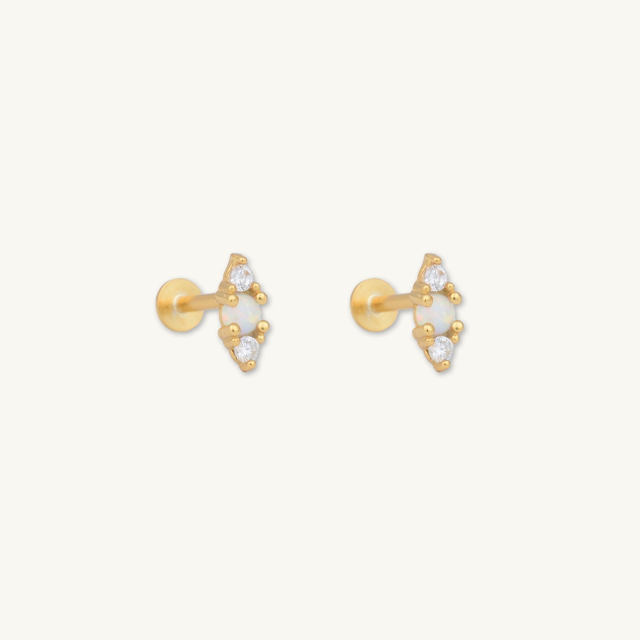 Double Sapphire Opal Flat Back Earrings - Camile & Stone