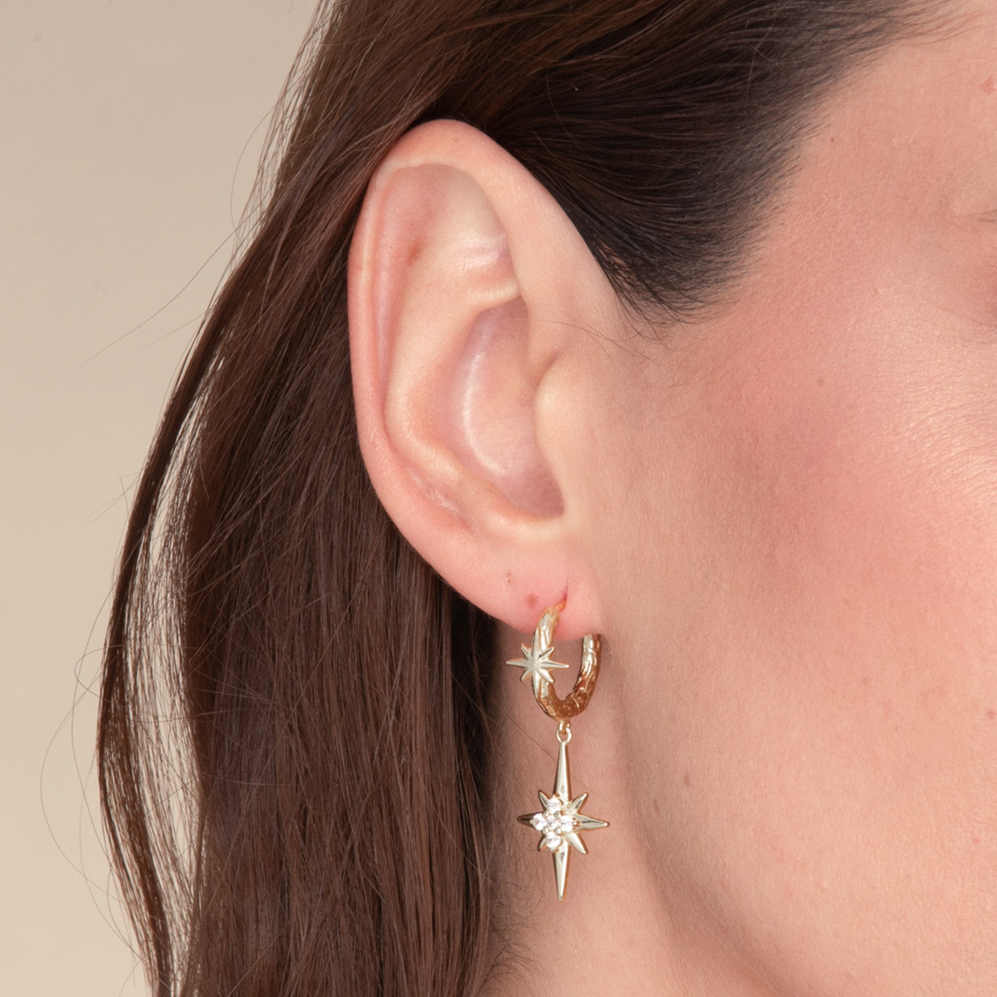Twin North Star Sapphire Huggie Earrings