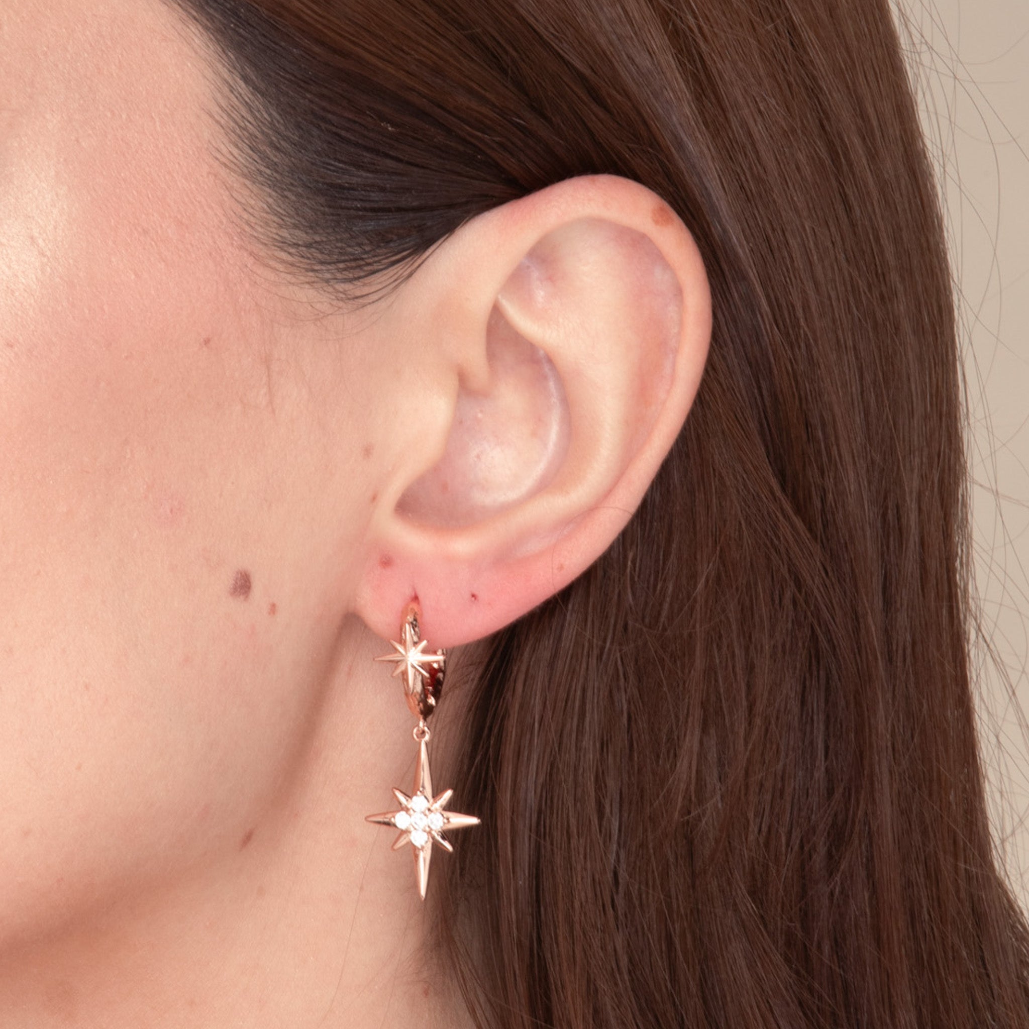 Twin North Star Sapphire Huggie Earrings