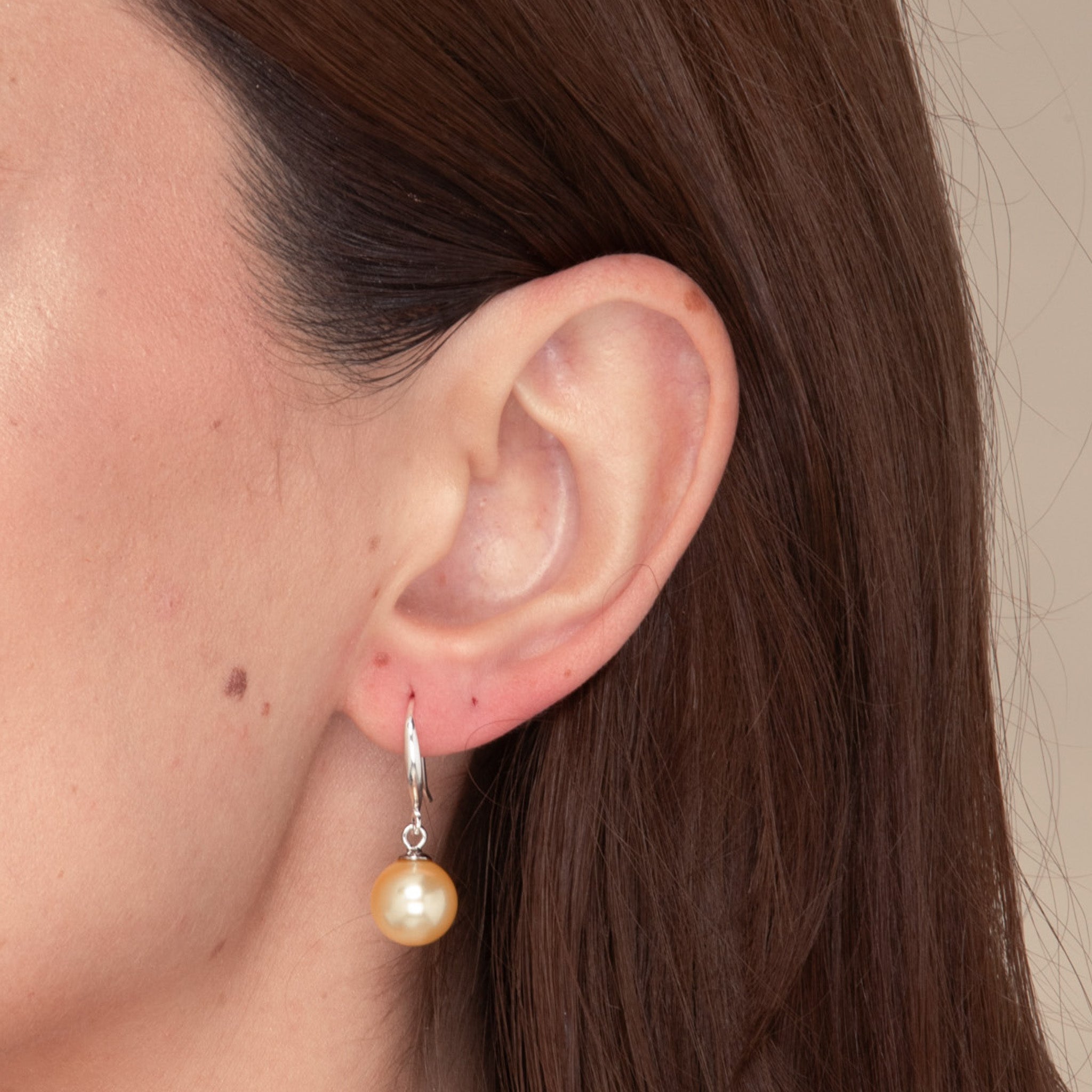 Orange Freshwater Pearl Drop Earrings
