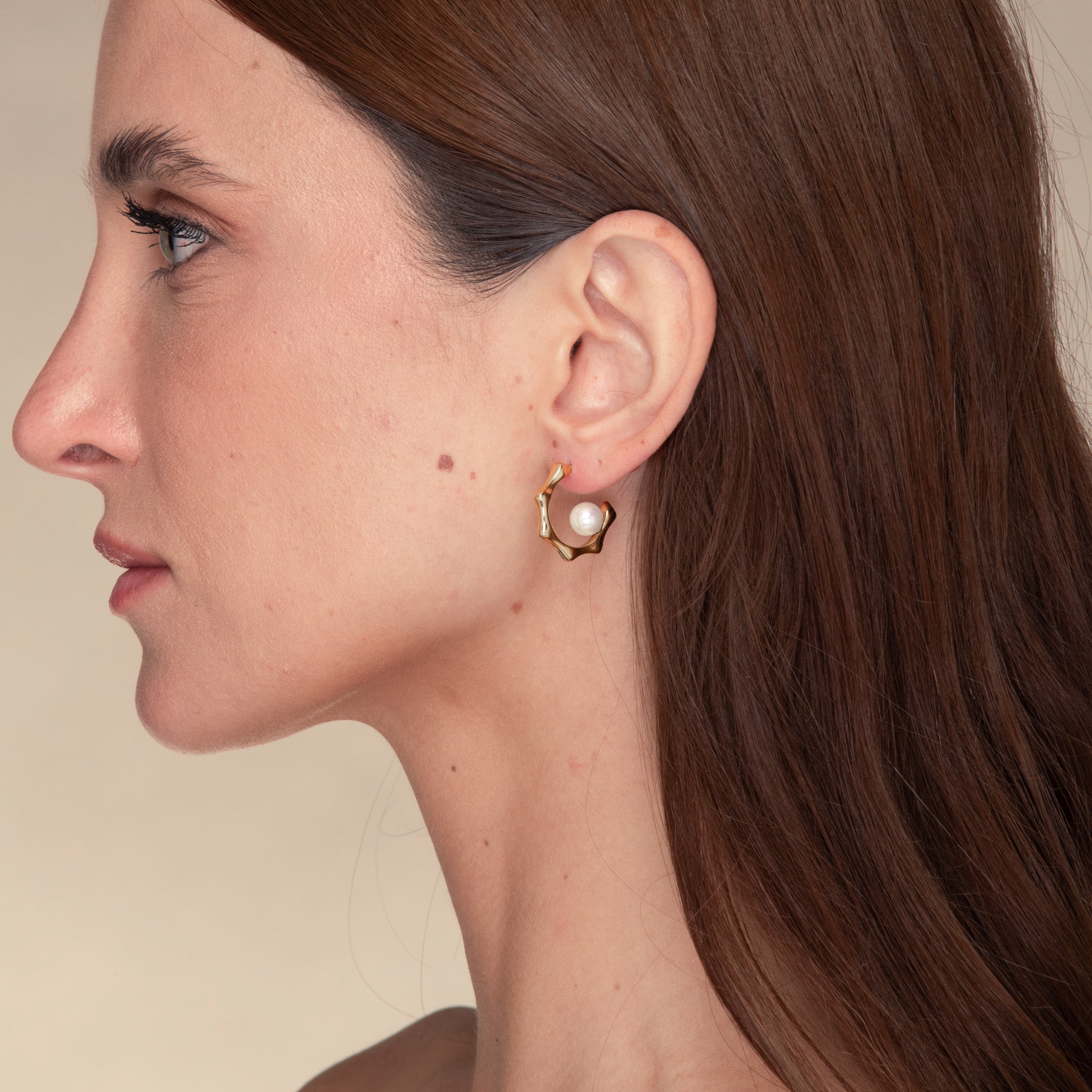 Cecily Pearl Hoop Earrings