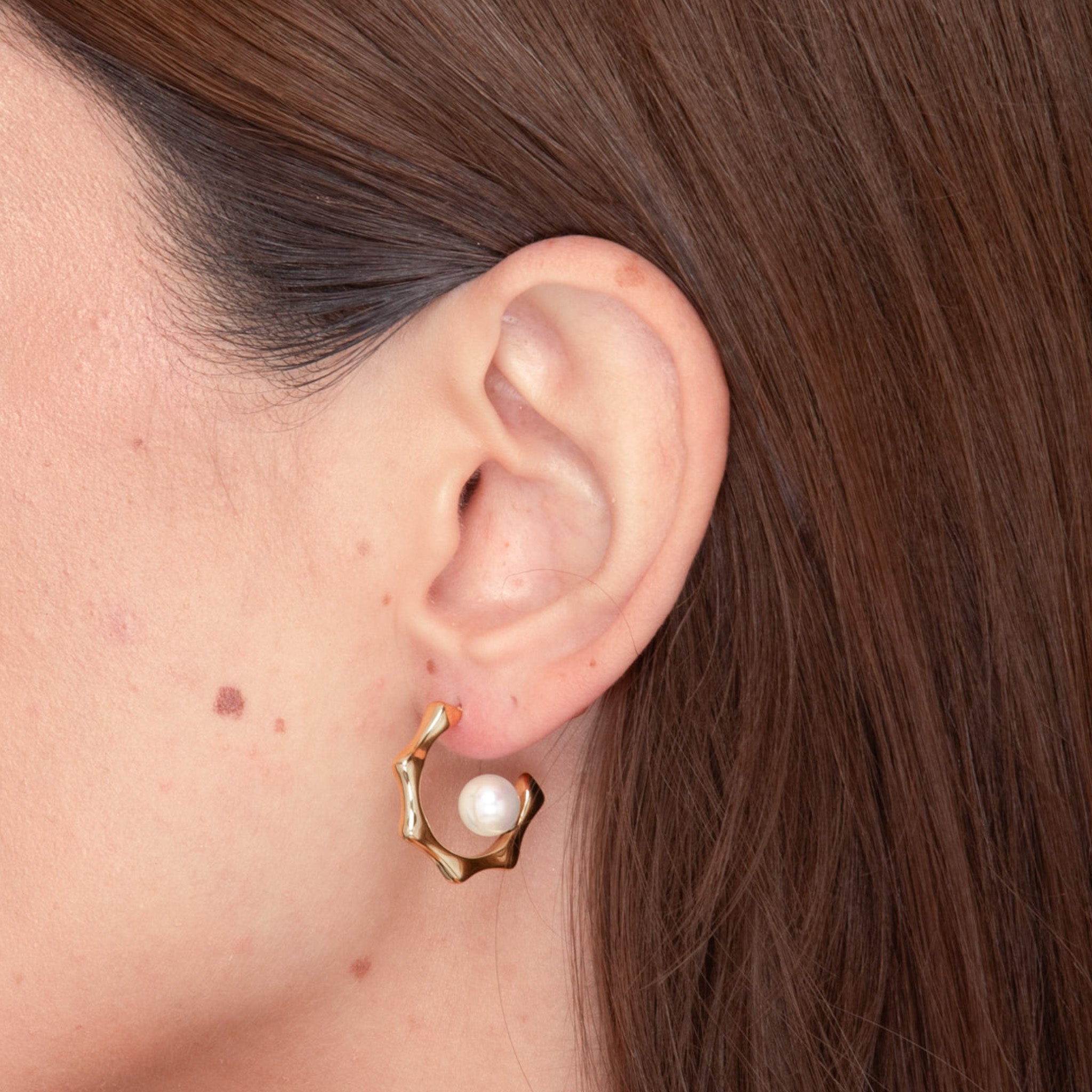 Cecily Pearl Hoop Earrings