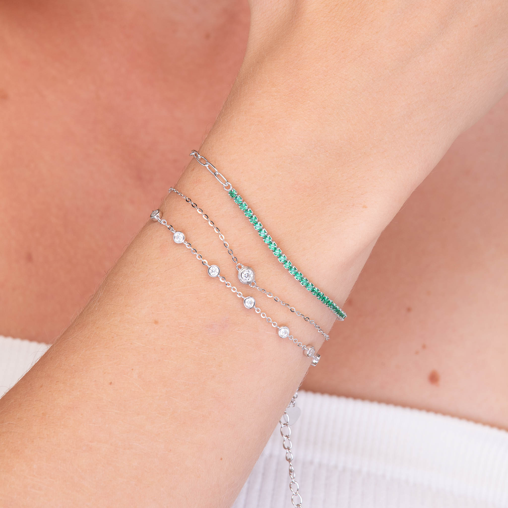 Emerald Tennis Link Chain Bracelet - Camile & Stone