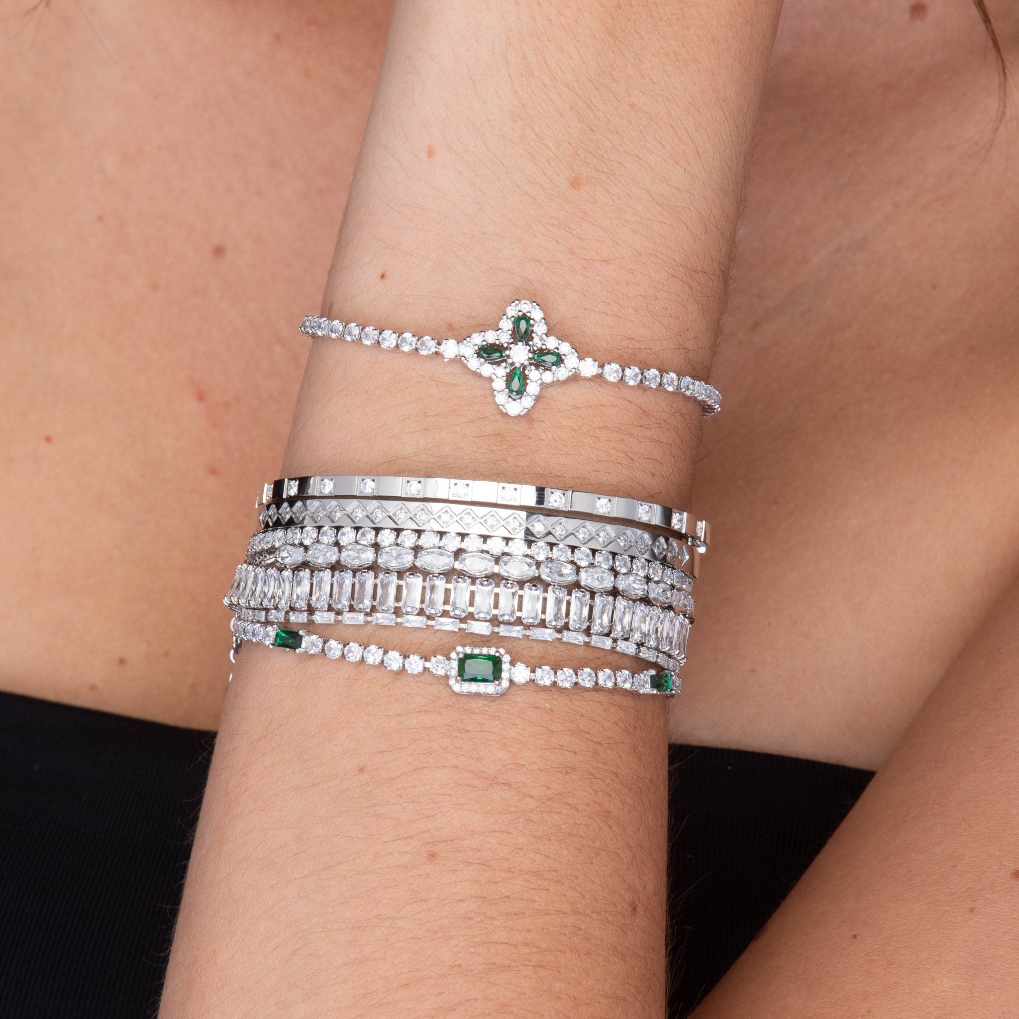Florence Sapphire Hinged Bangle Bracelet - Camile & Stone