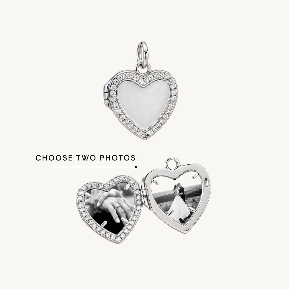 Heart Sapphire Photo Locket Pendant