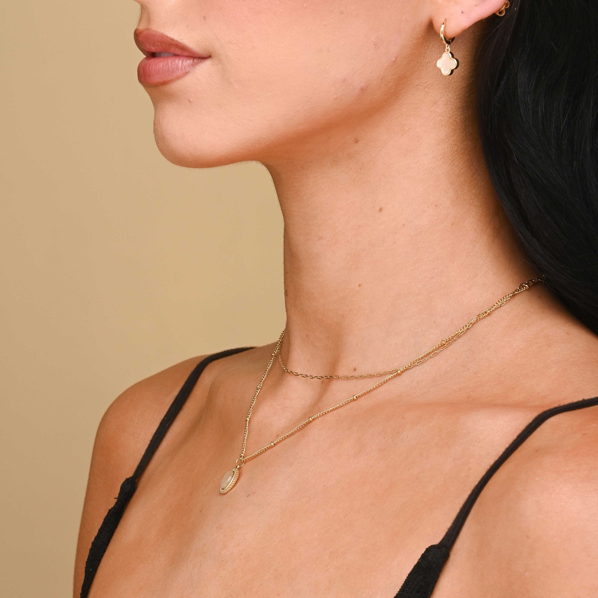 Moonstone Vintage Oval Satellite Necklace - Camile & Stone