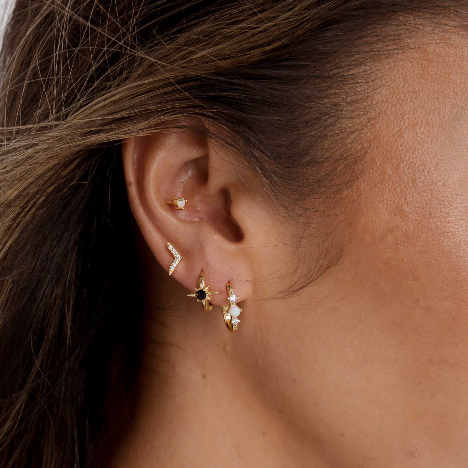 North Star Black Huggie Earrings - Camile & Stone