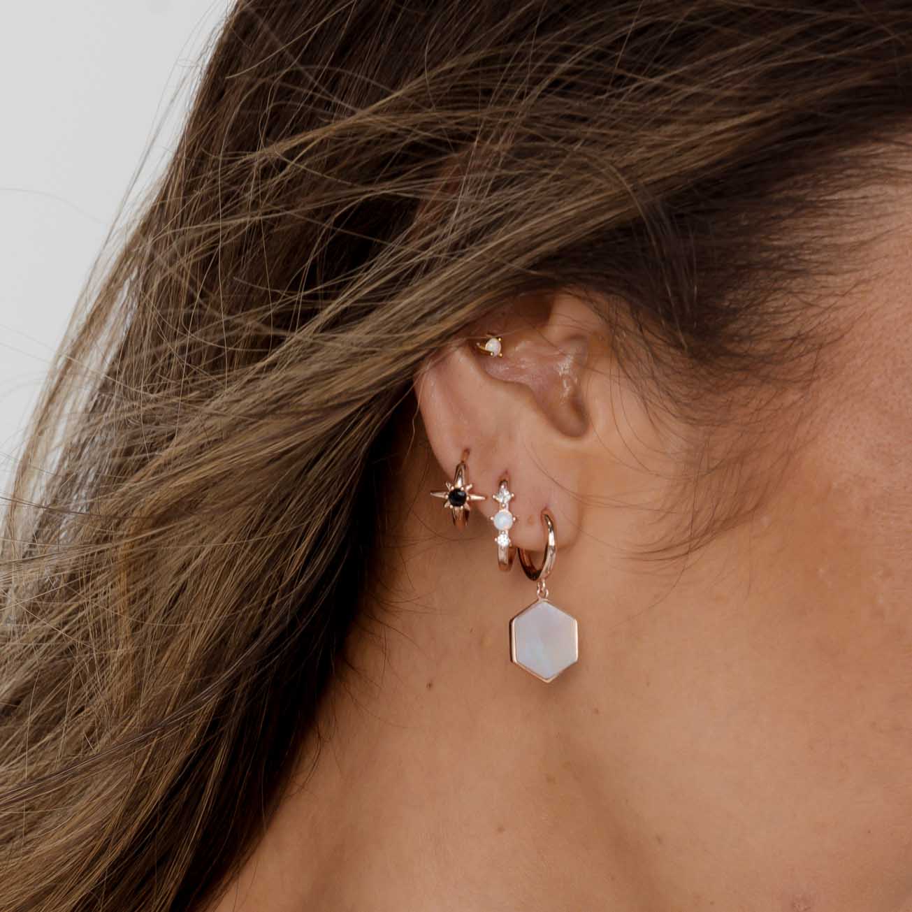 North Star Black Huggie Earrings - Camile & Stone