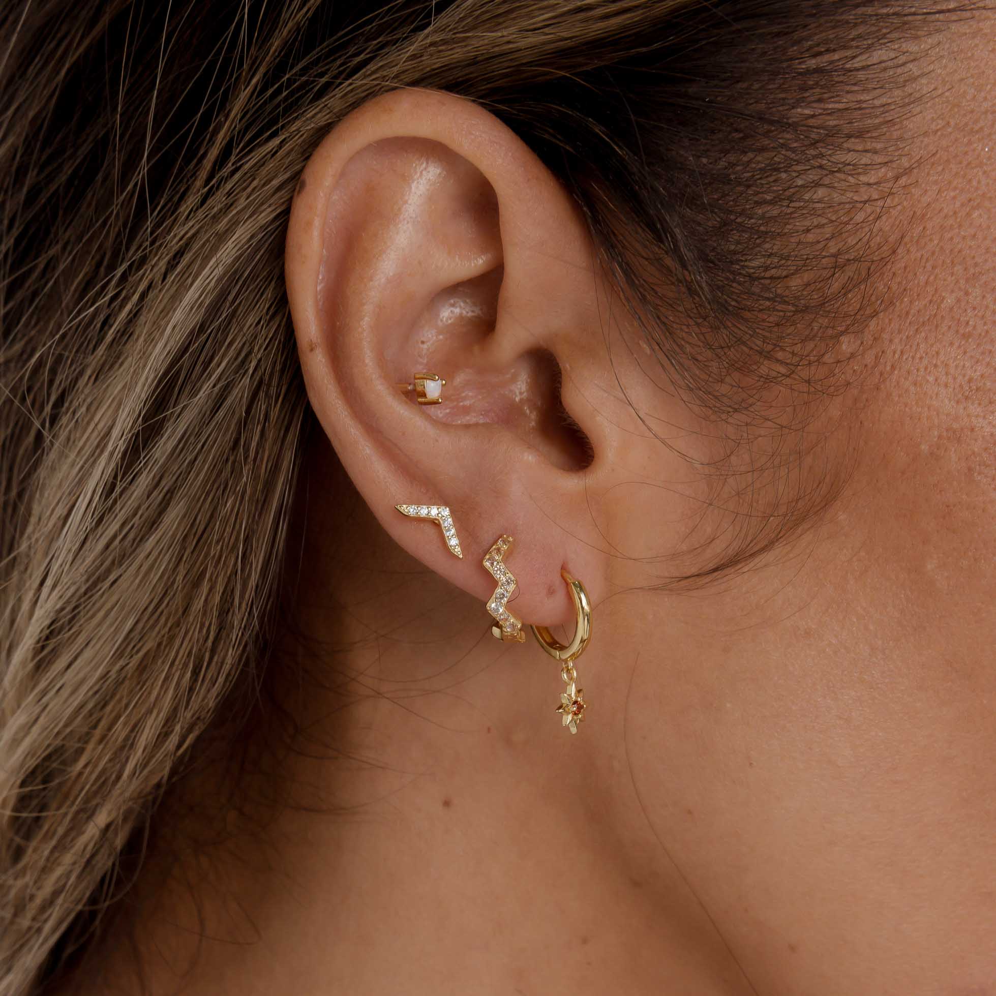North Star Garnet Huggie Earrings - Camile & Stone