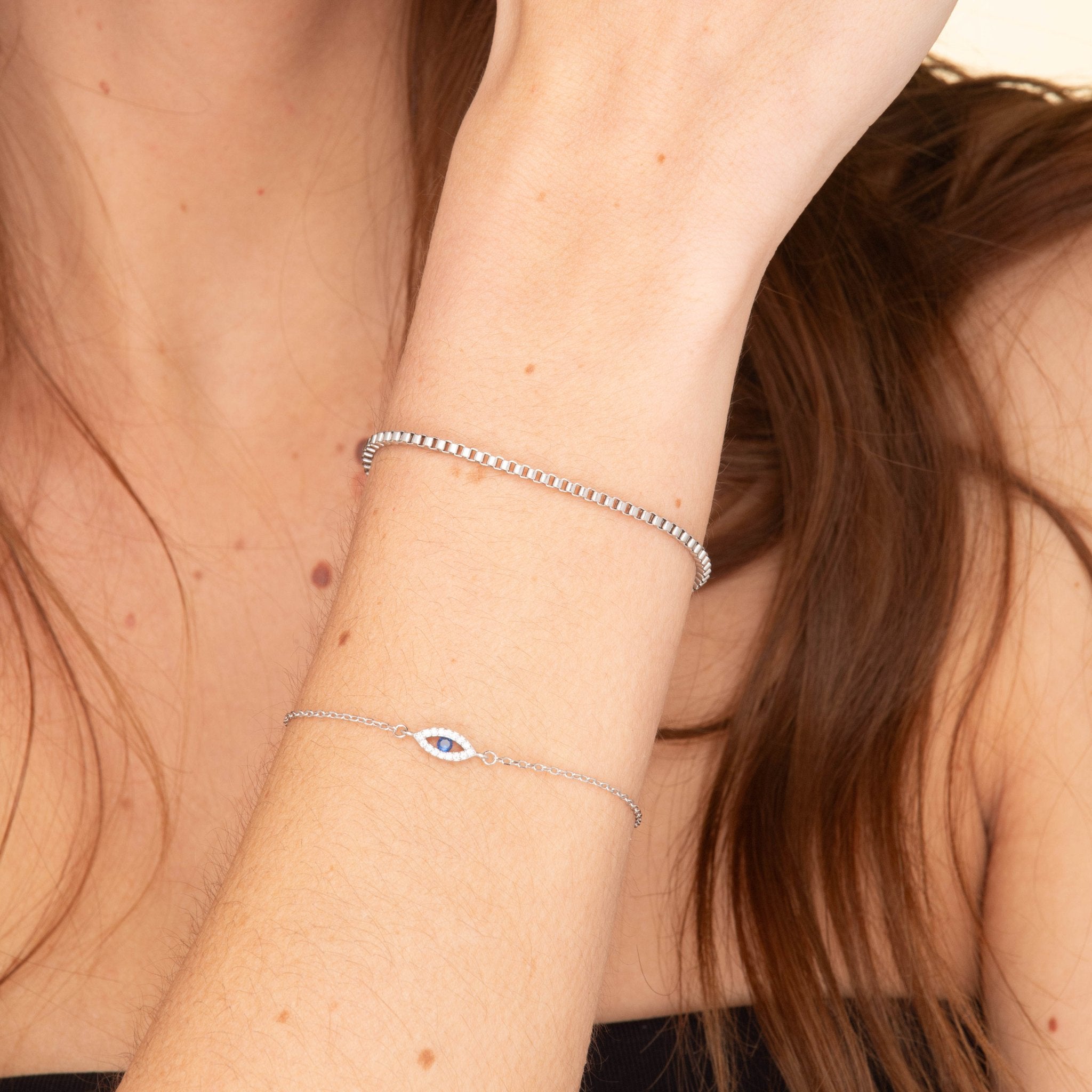 Open Evil Eye Pave Chain Bracelet - Camile & Stone