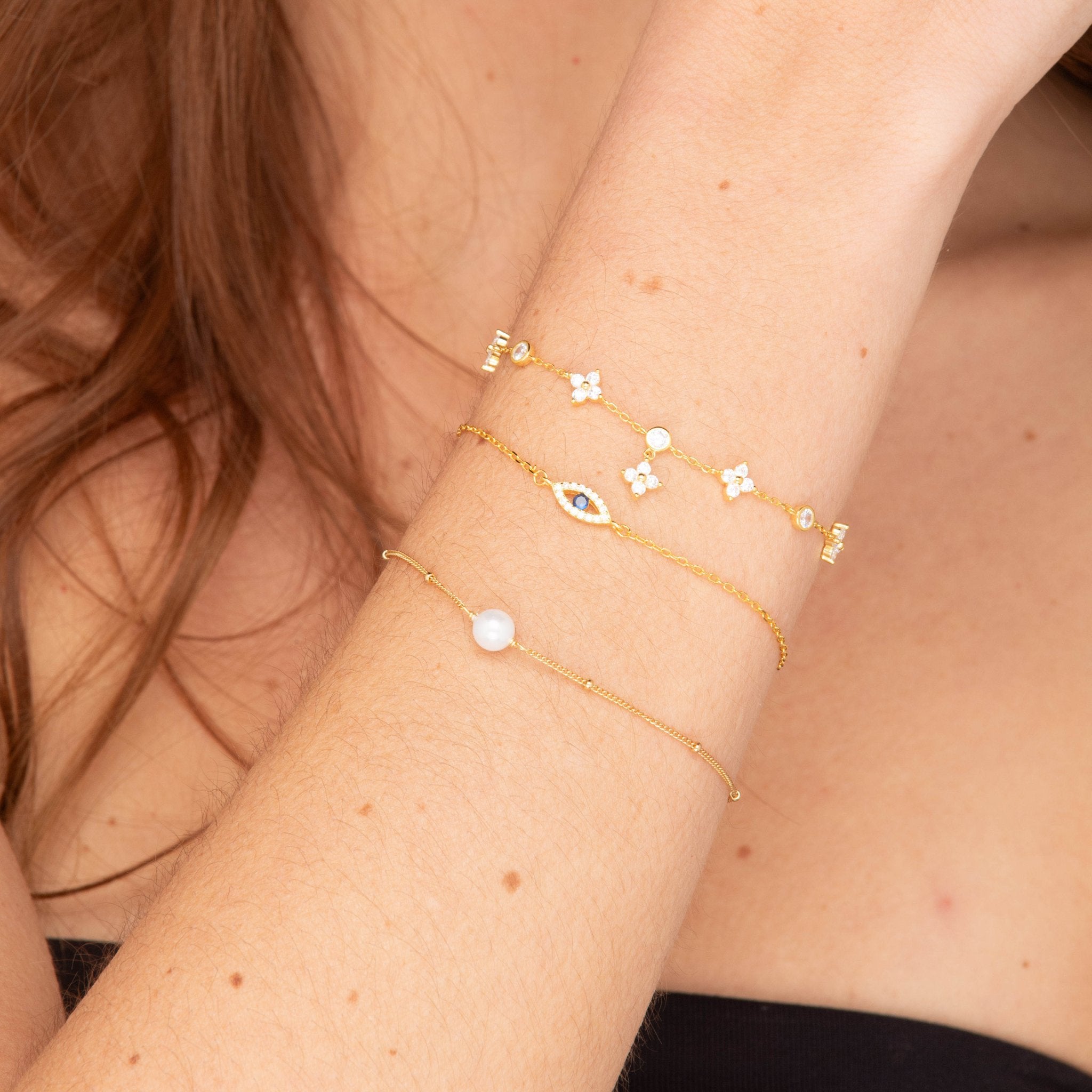 Open Evil Eye Pave Chain Bracelet - Camile & Stone