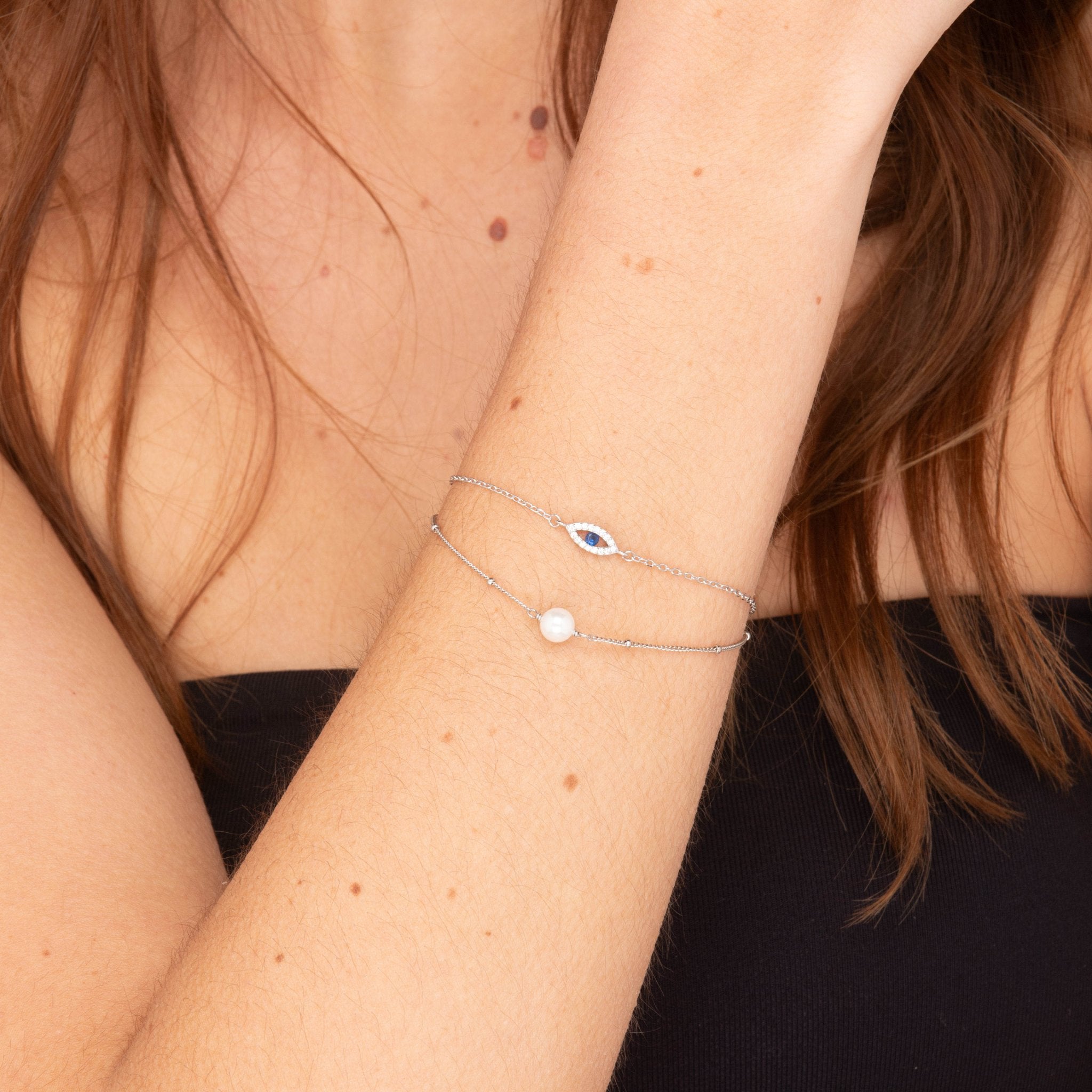 Open Evil Eye Pave Chain Bracelet - Camile & Stone