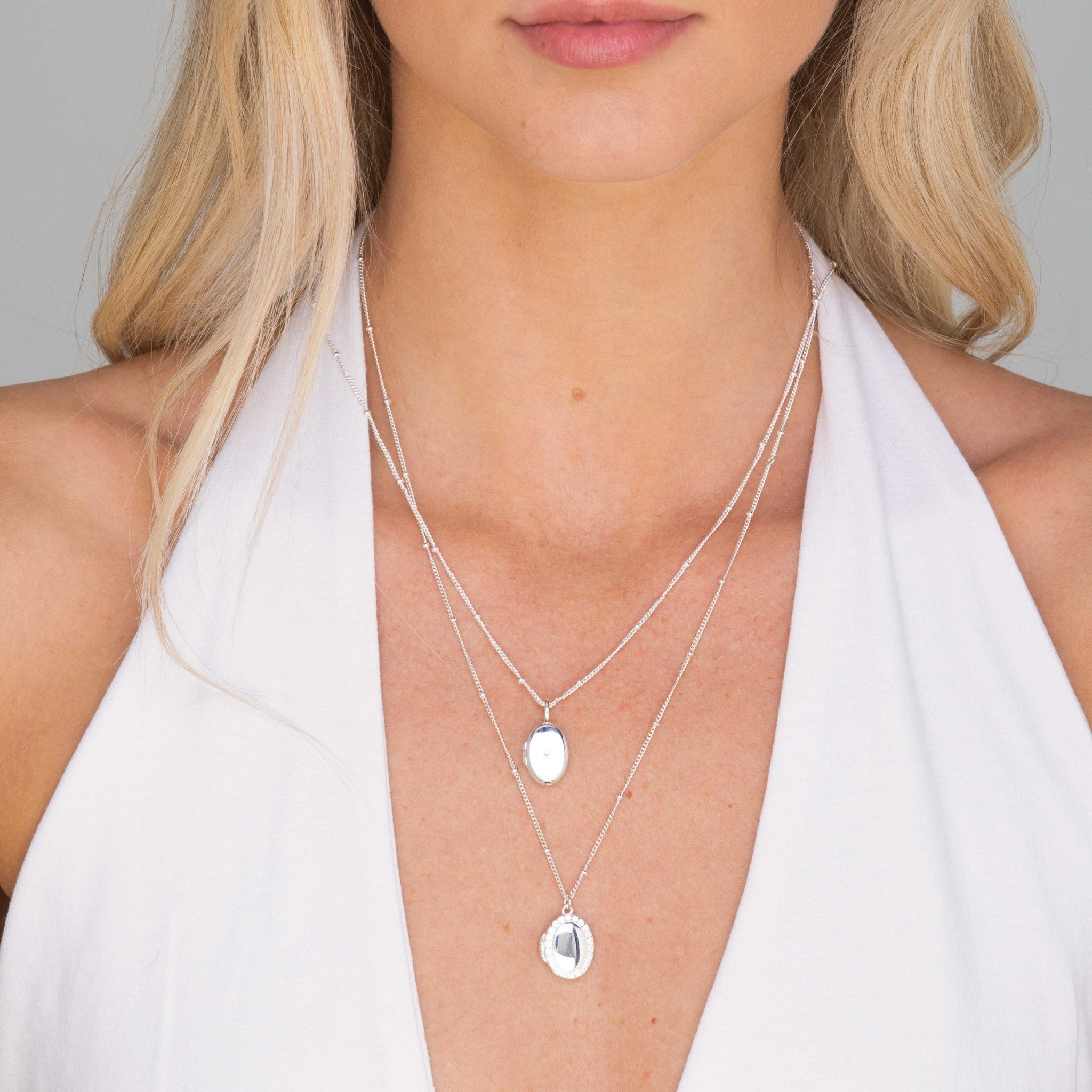 Oval Sapphire Photo Locket Necklace - Camile & Stone