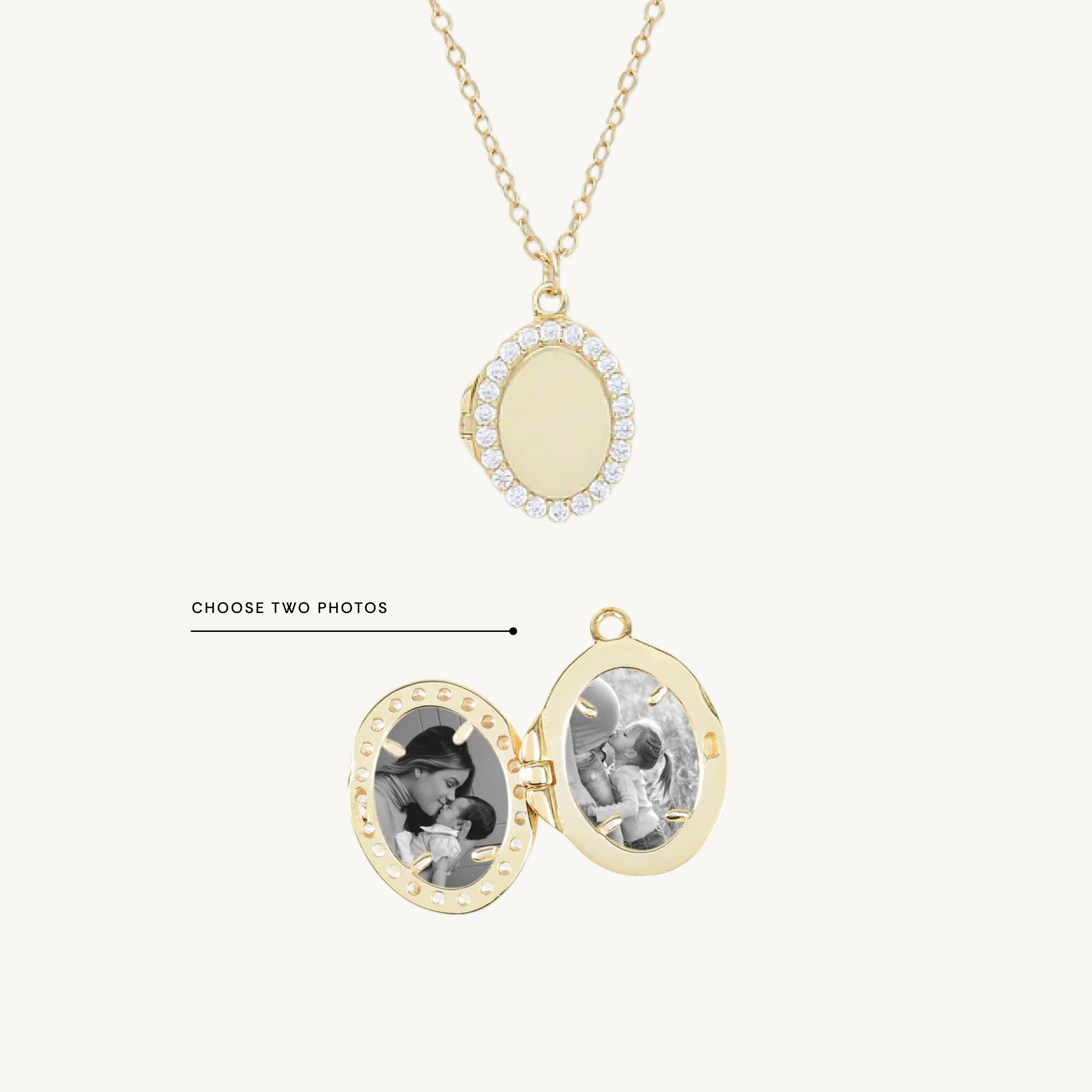 Oval Sapphire Photo Locket Necklace