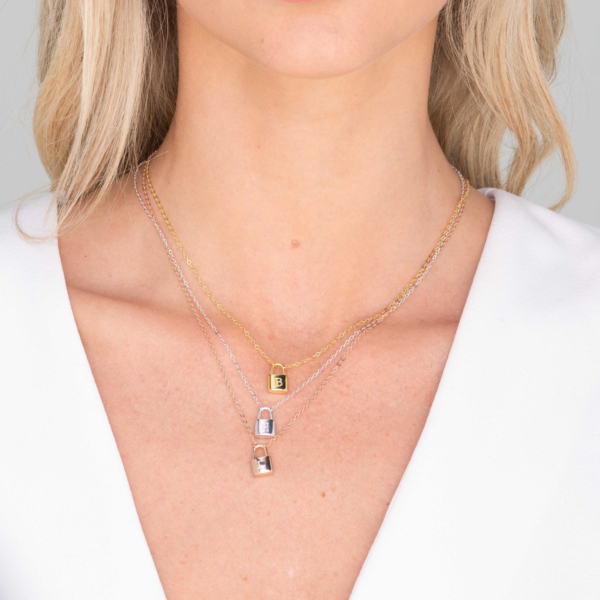 Padlock Initial Letter Bundle (Necklace & Earrings) - Camile & Stone