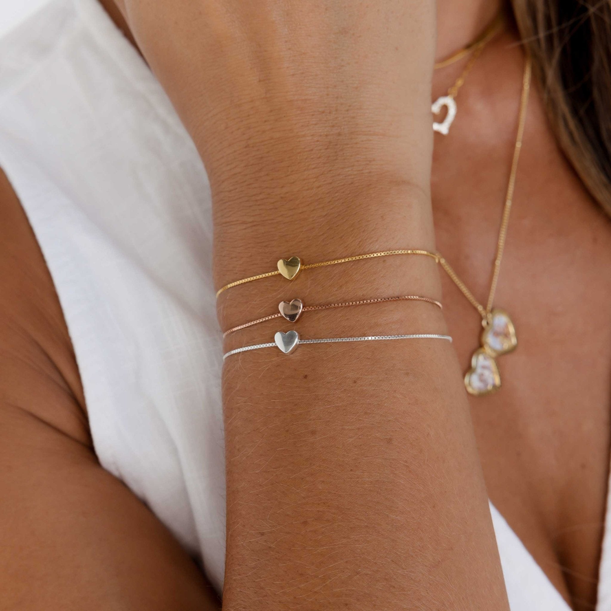 Solid Heart Chain Bracelet - Mum & Me Set - Camile & Stone