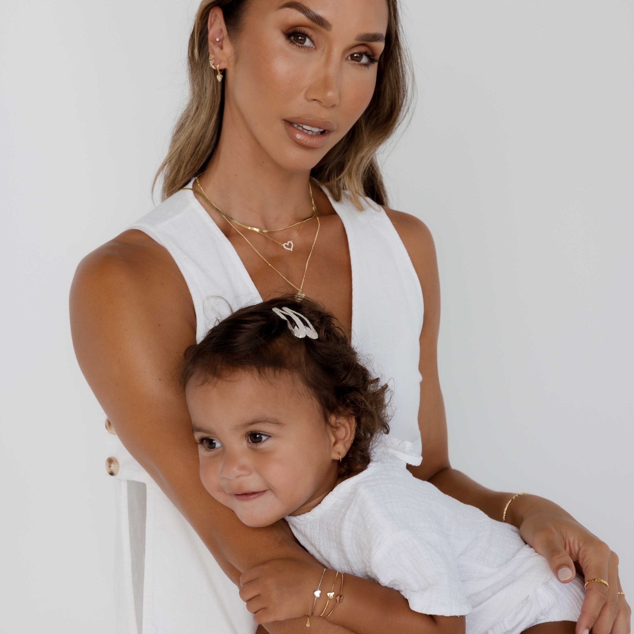 Solid Heart Chain Bracelet - Mum & Me Set - Camile & Stone