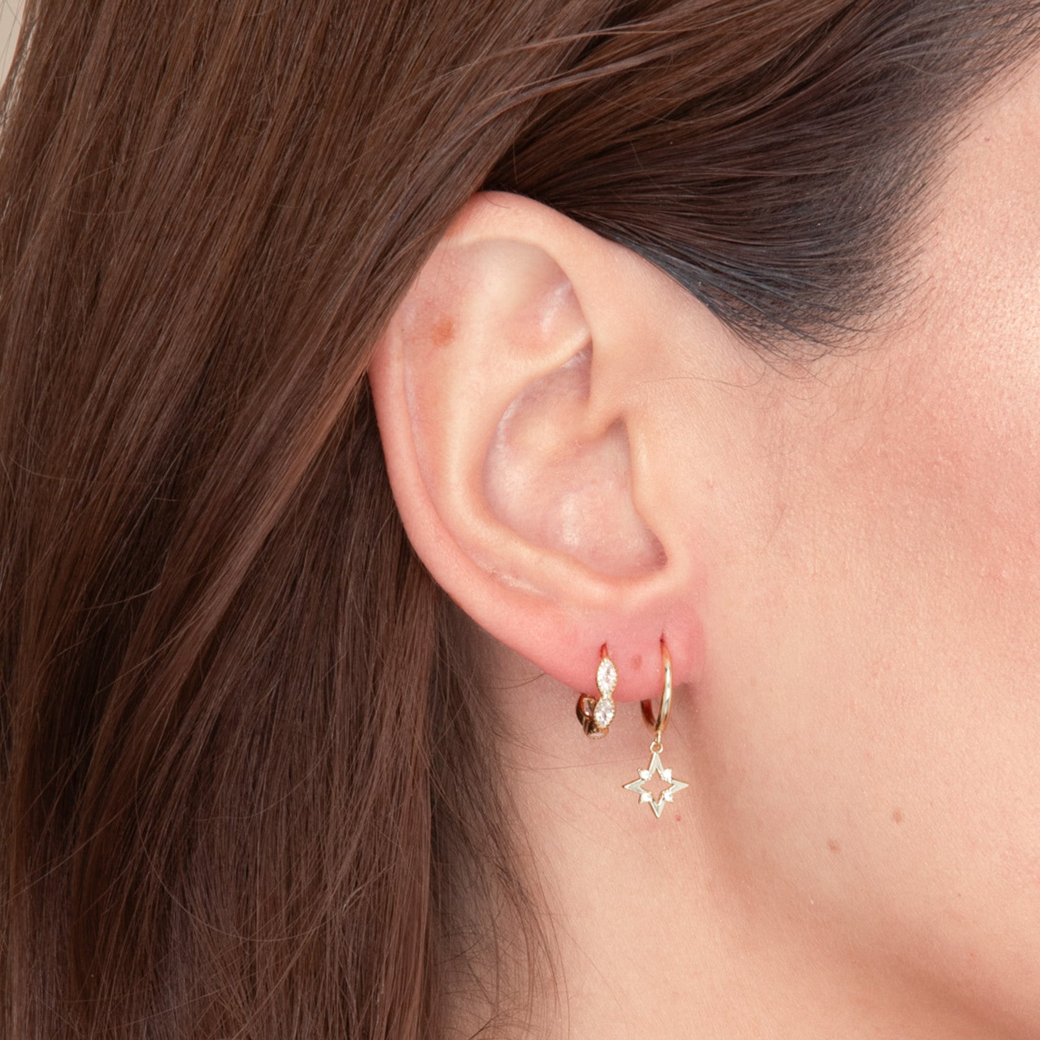 Star Zirconia Dangle Huggie Earrings - Camile & Stone