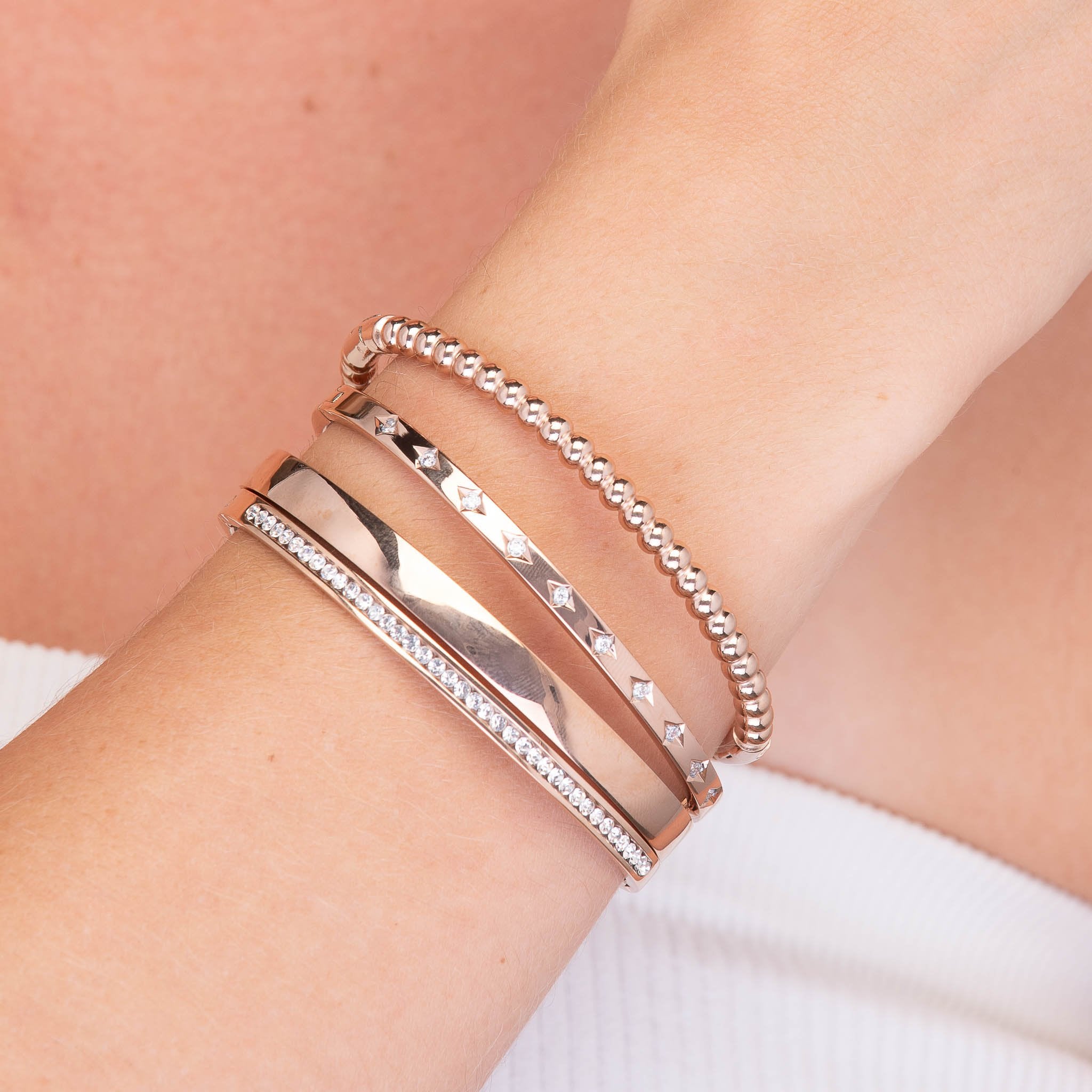Starry Zirconia Hinged Bangle Bracelet - Camile & Stone