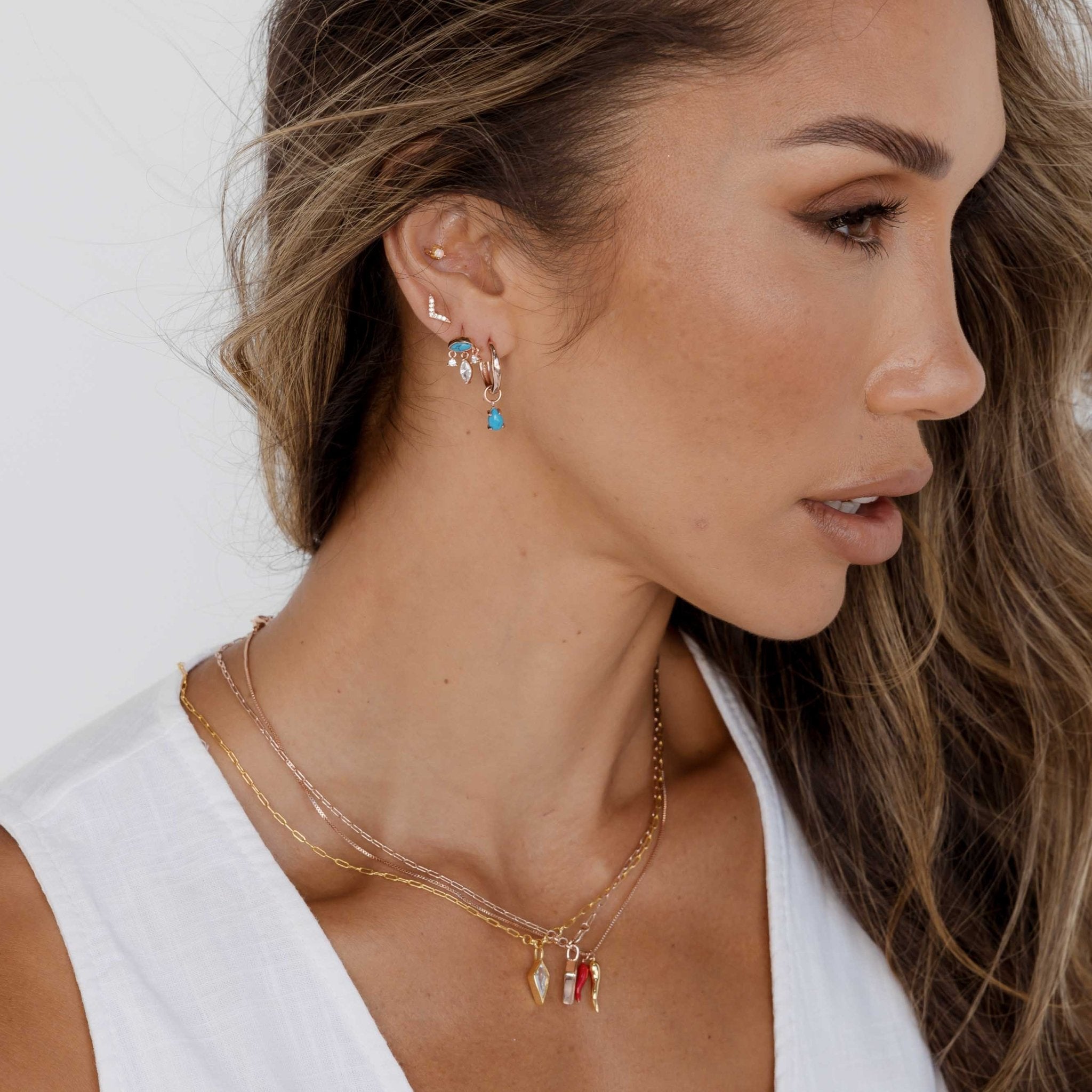 Teardrop Turquoise Huggie Earrings - Camile & Stone