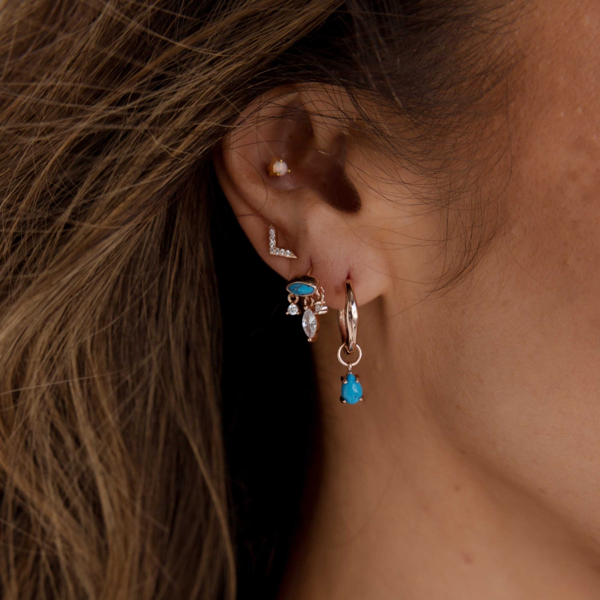 Teardrop Turquoise Huggie Earrings - Camile & Stone