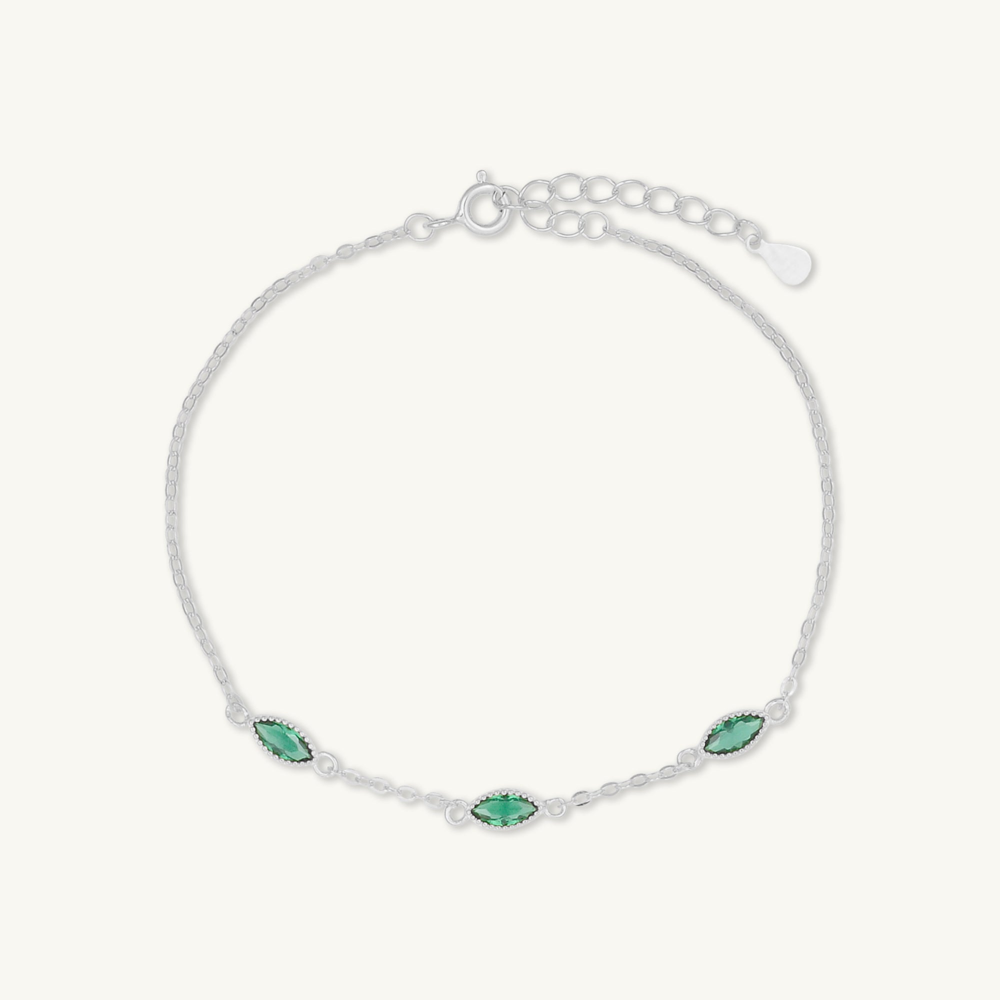 Trio Emerald Evil Eve Marquise Chain Bracelet - Camile & Stone