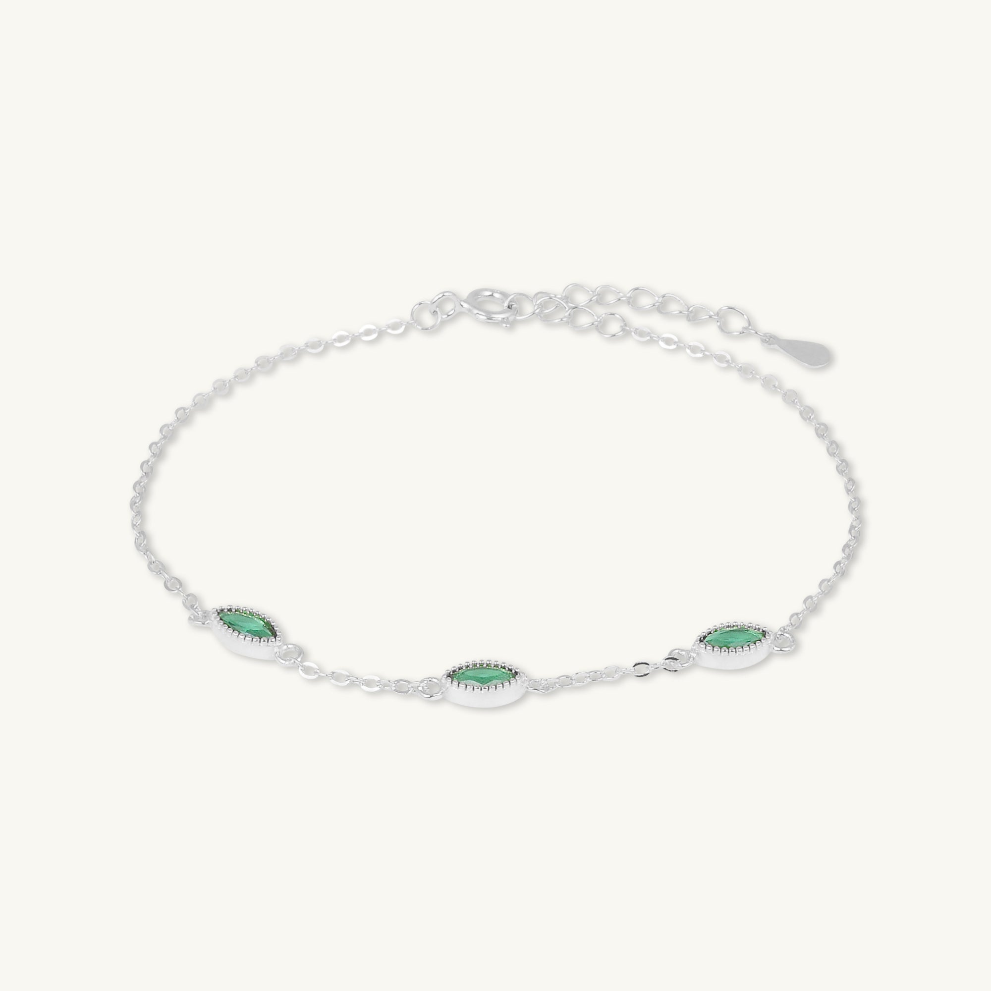 Trio Emerald Evil Eve Marquise Chain Bracelet - Camile & Stone