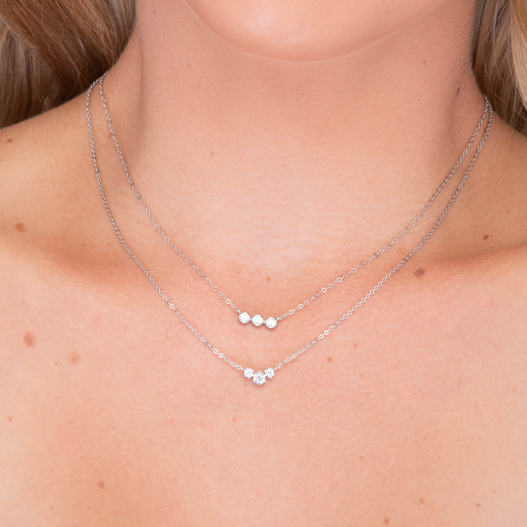 Trio Solitaire Moissanite Necklace - Camile & Stone