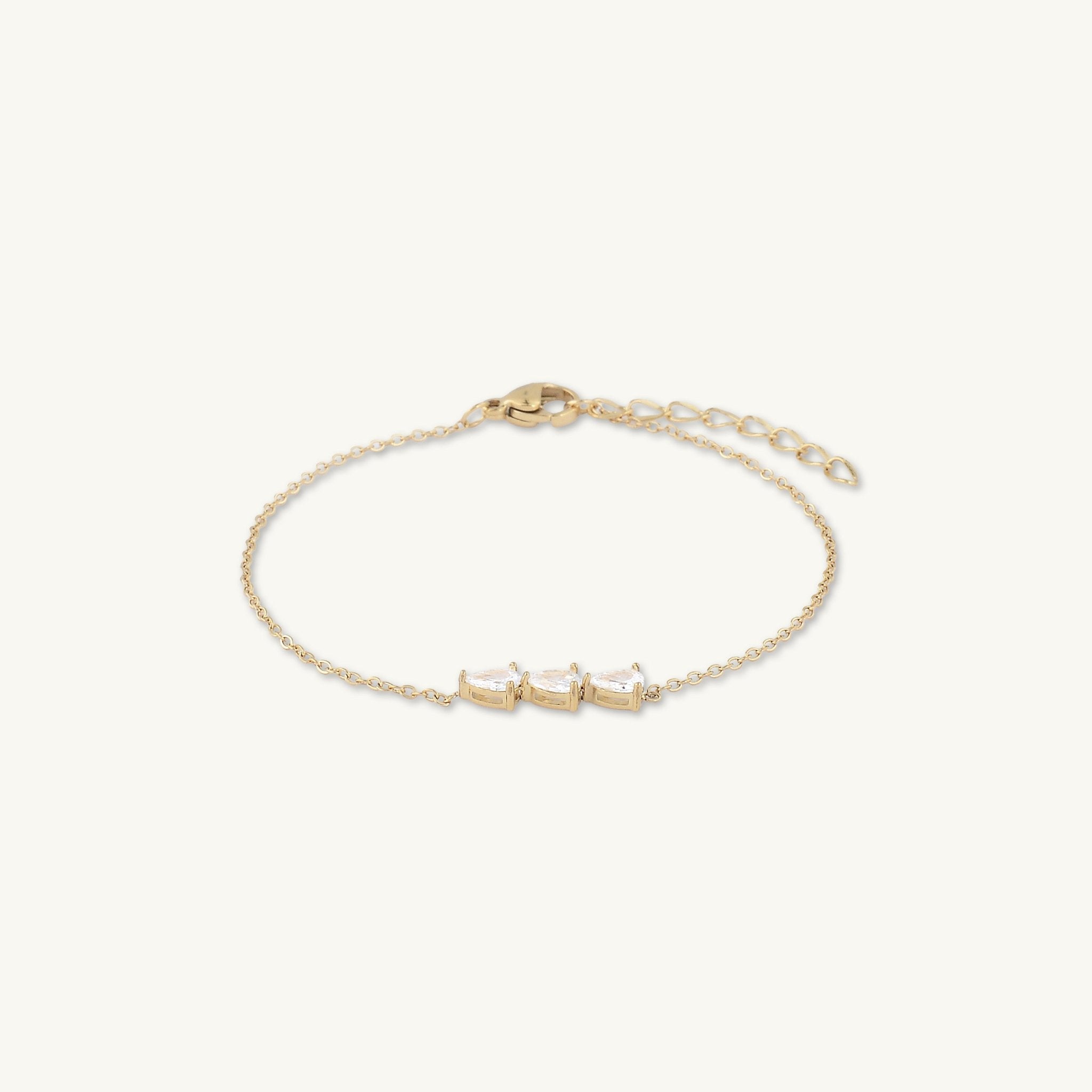 Trio Teardrop Linear Bracelet - Camile & Stone