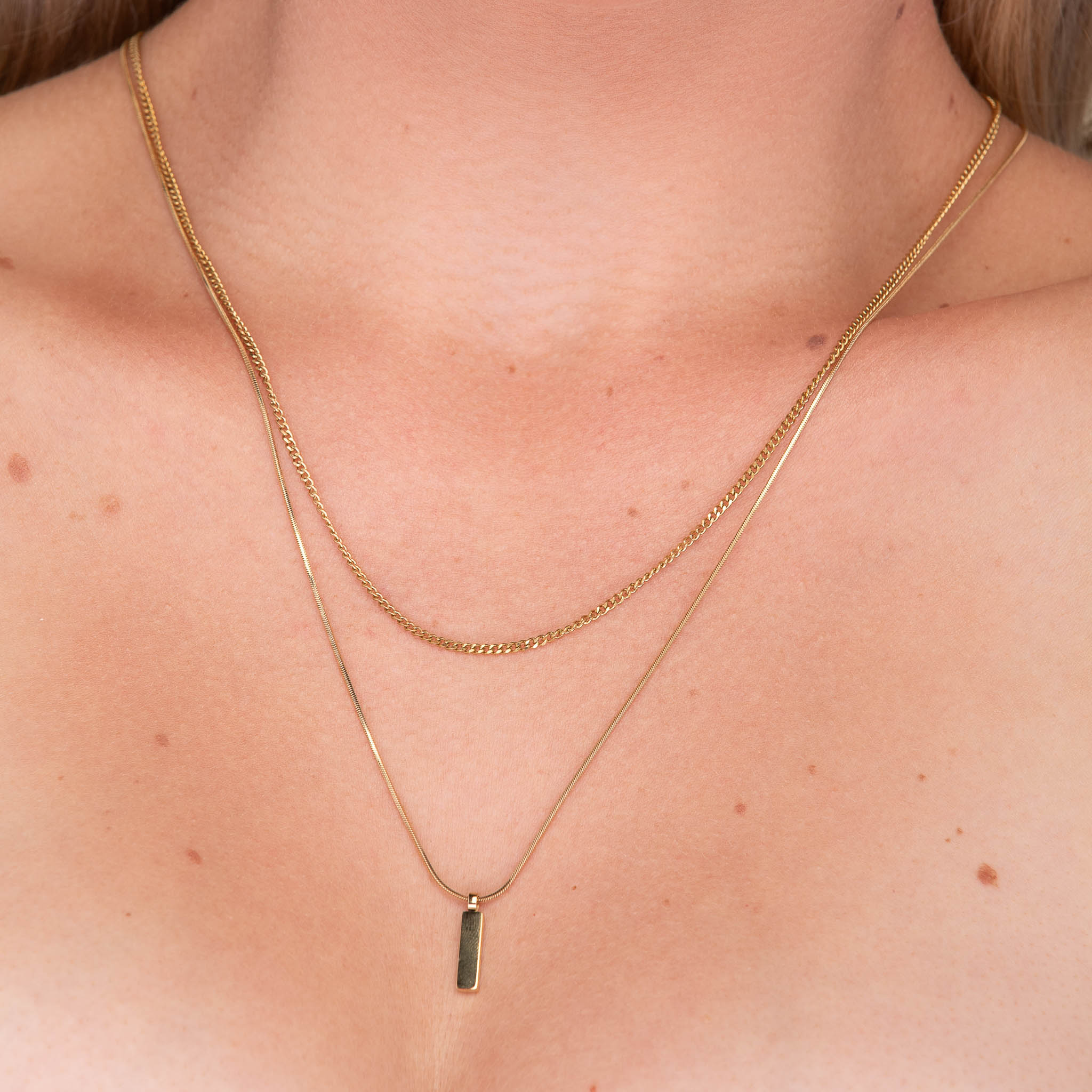 Unisex Small Dog Tag Snake Chain Necklace - Camile & Stone