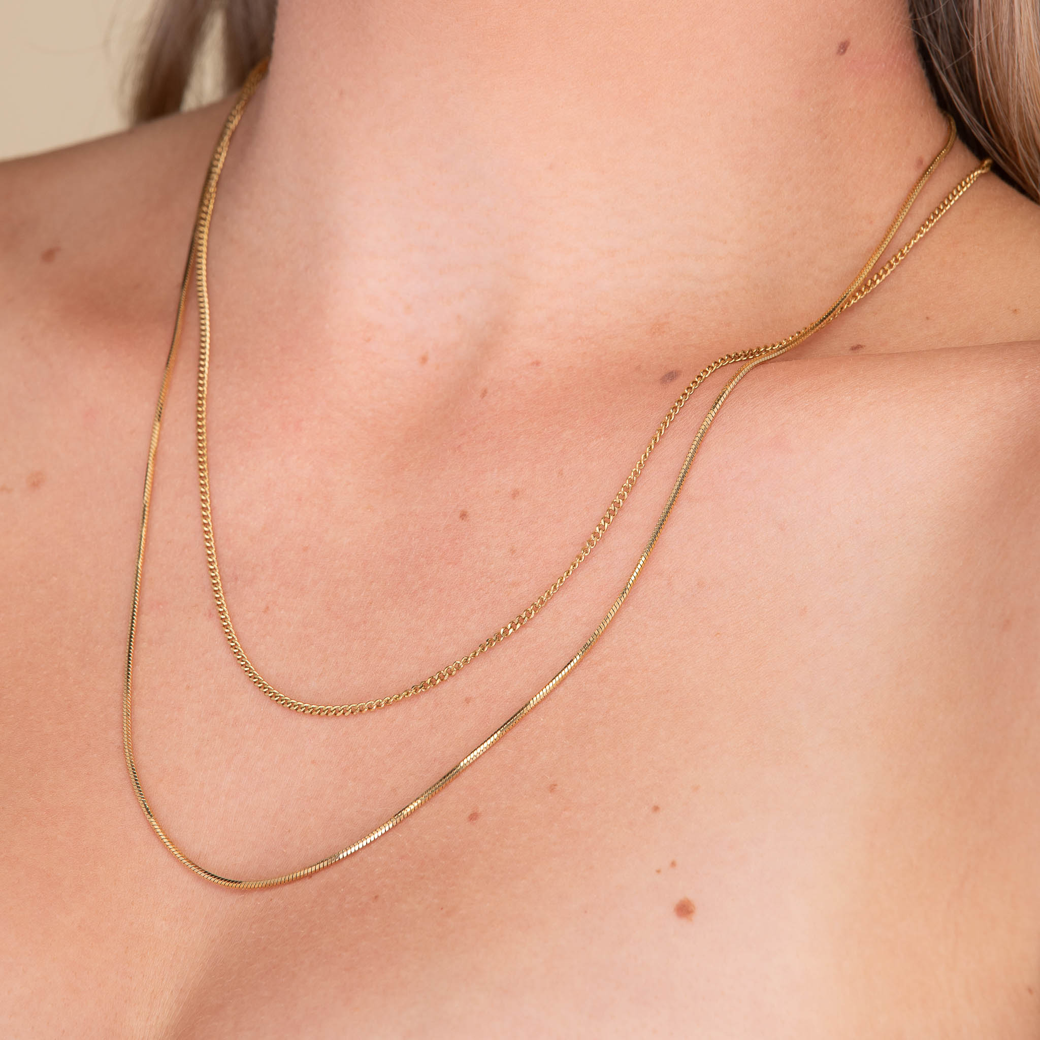 Unisex Small Dog Tag Snake Chain Necklace - Camile & Stone
