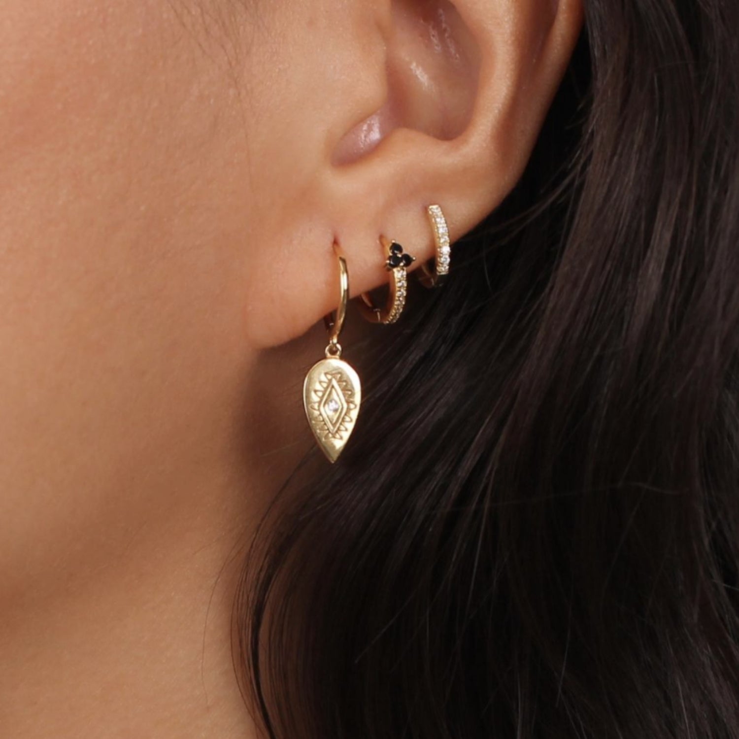Lotus Sapphire Hoop Earrings