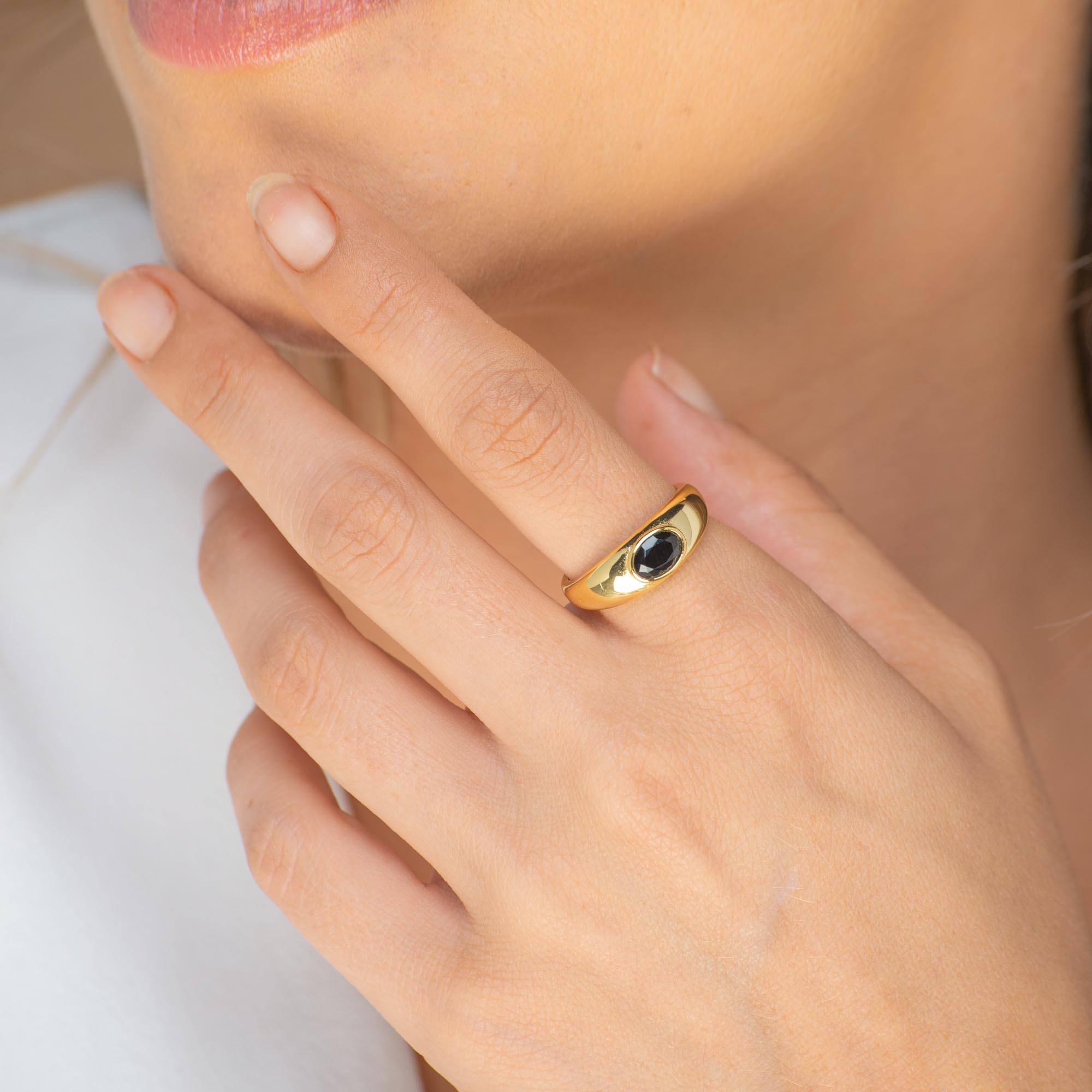 Onyx Signet Dome Open Ring