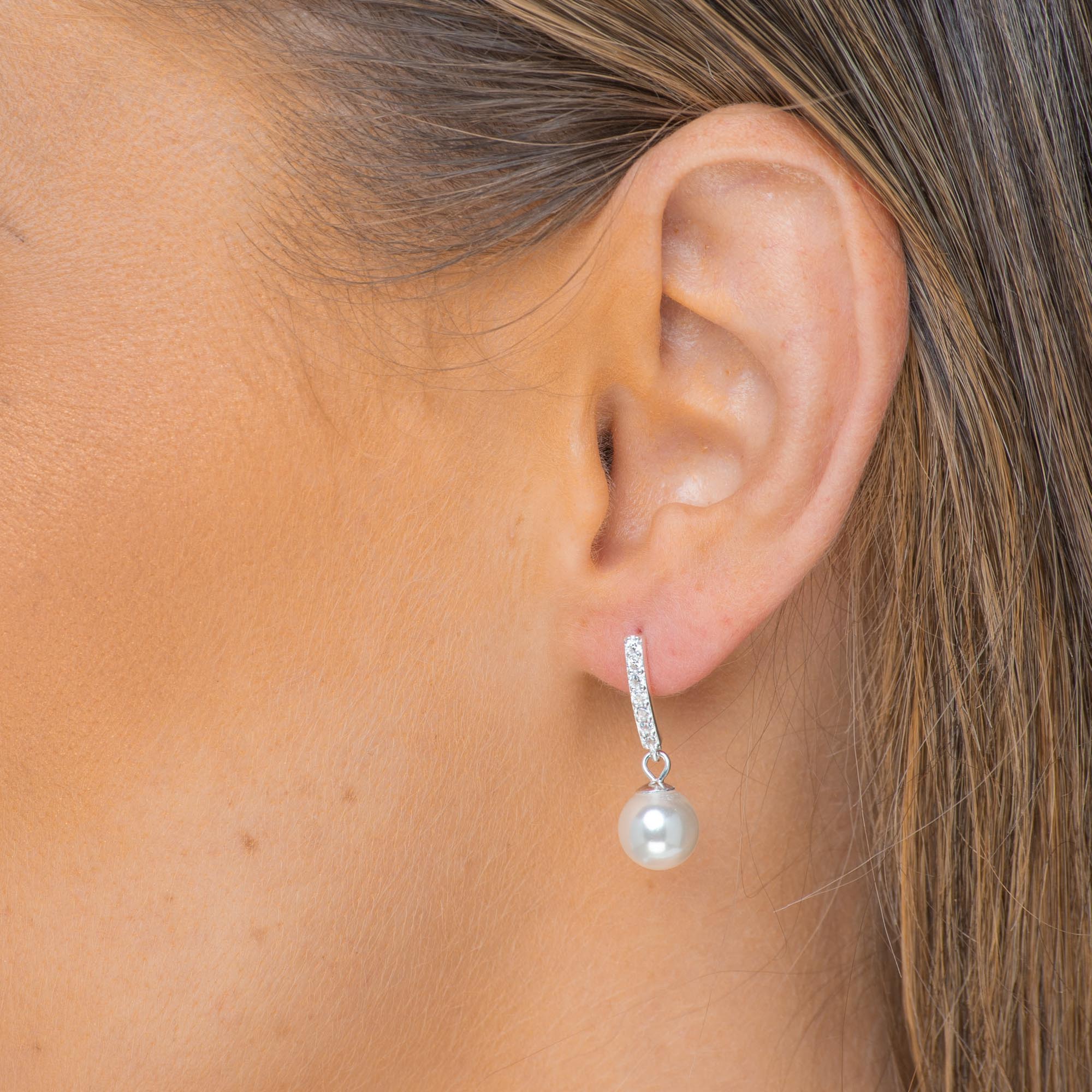 Pearl Linear Sapphire Earrings