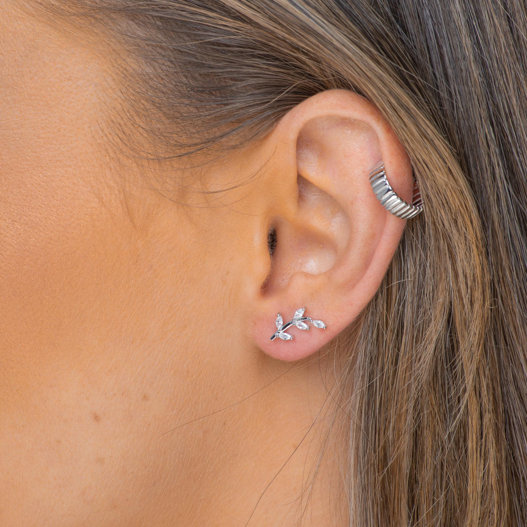 Leaf Sapphire Climber Earrings
